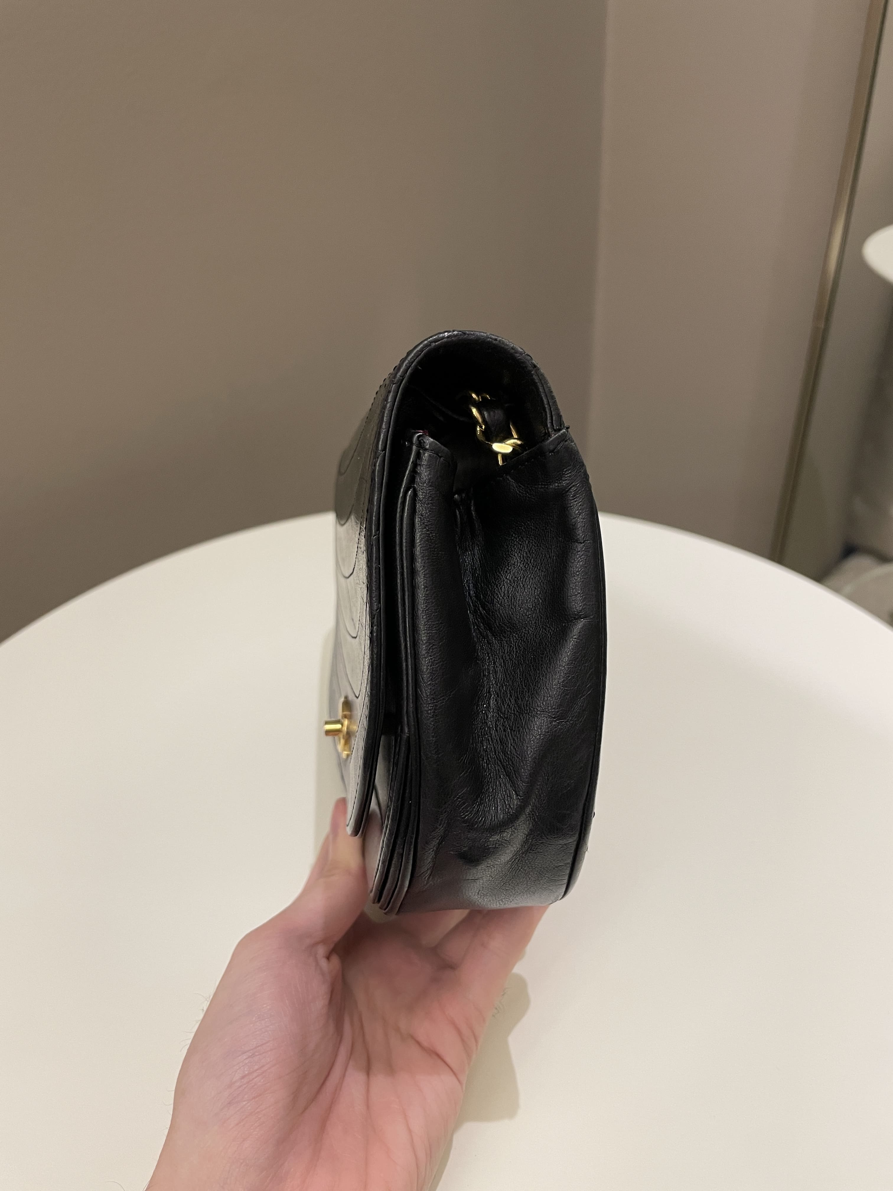 Chanel Vintage Crossbody Flap Bag Black Lambskin