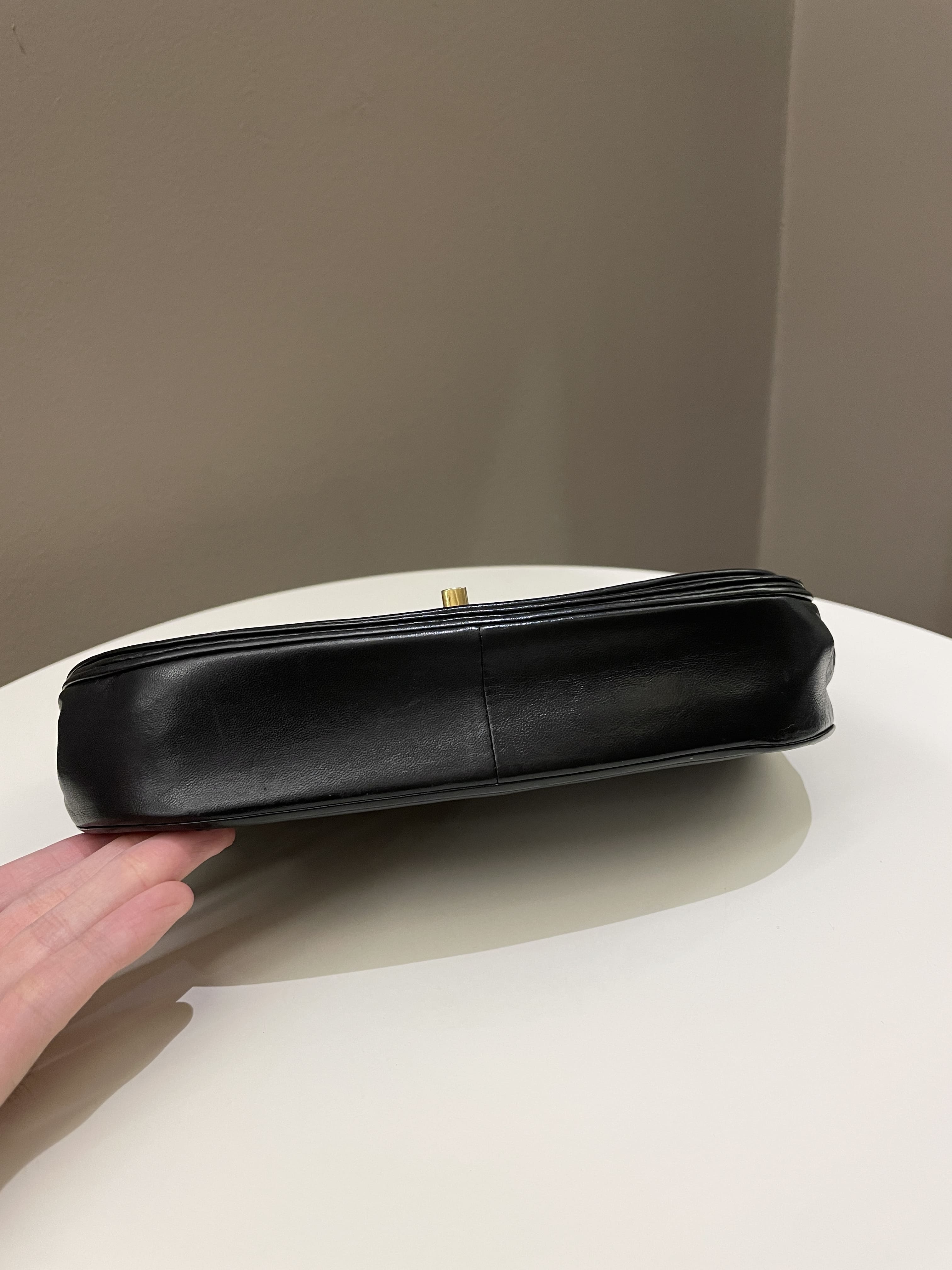 Chanel Vintage Crossbody Flap Bag Black Lambskin