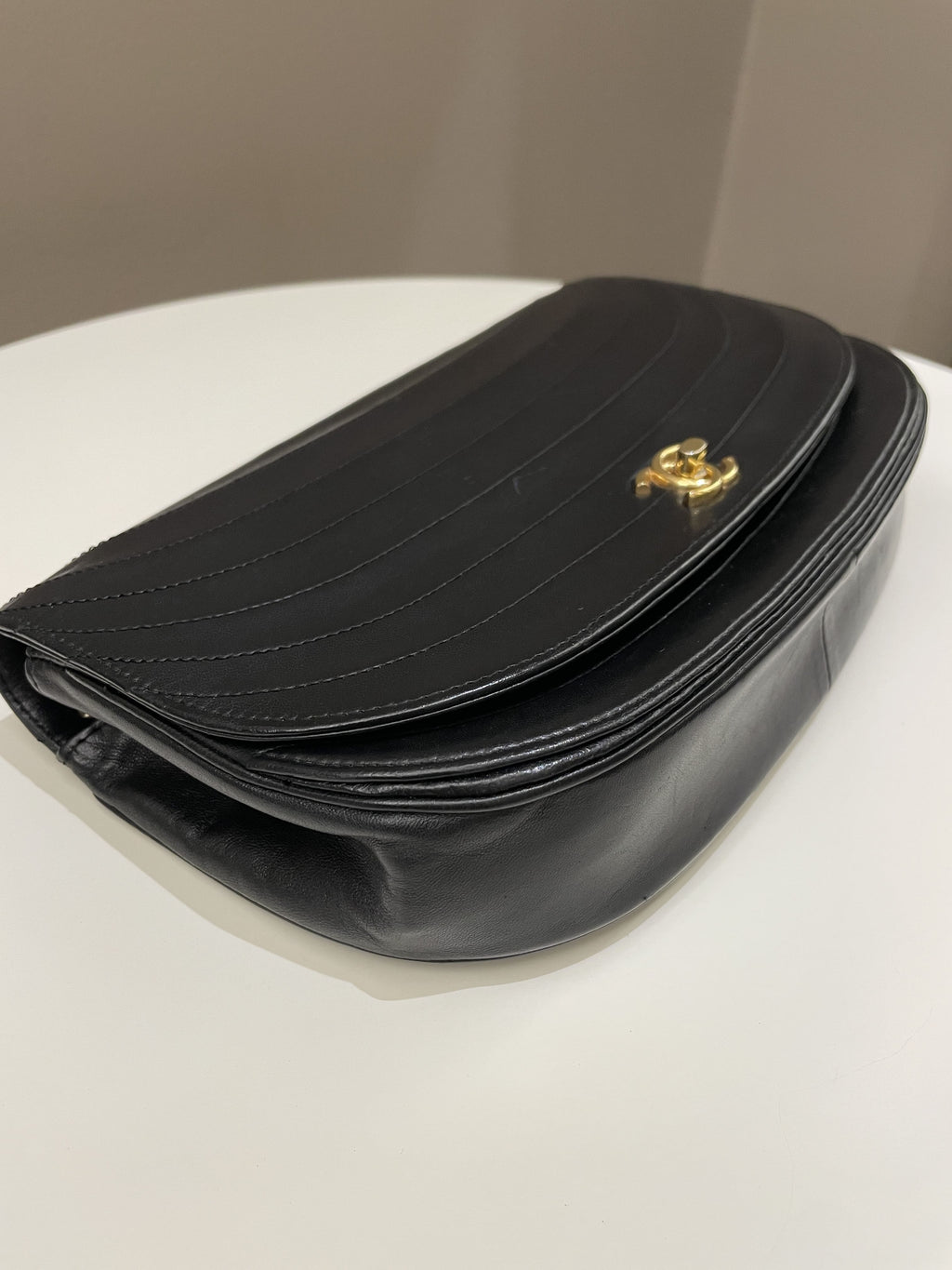 Chanel Vintage Crossbody Flap Bag Black Lambskin