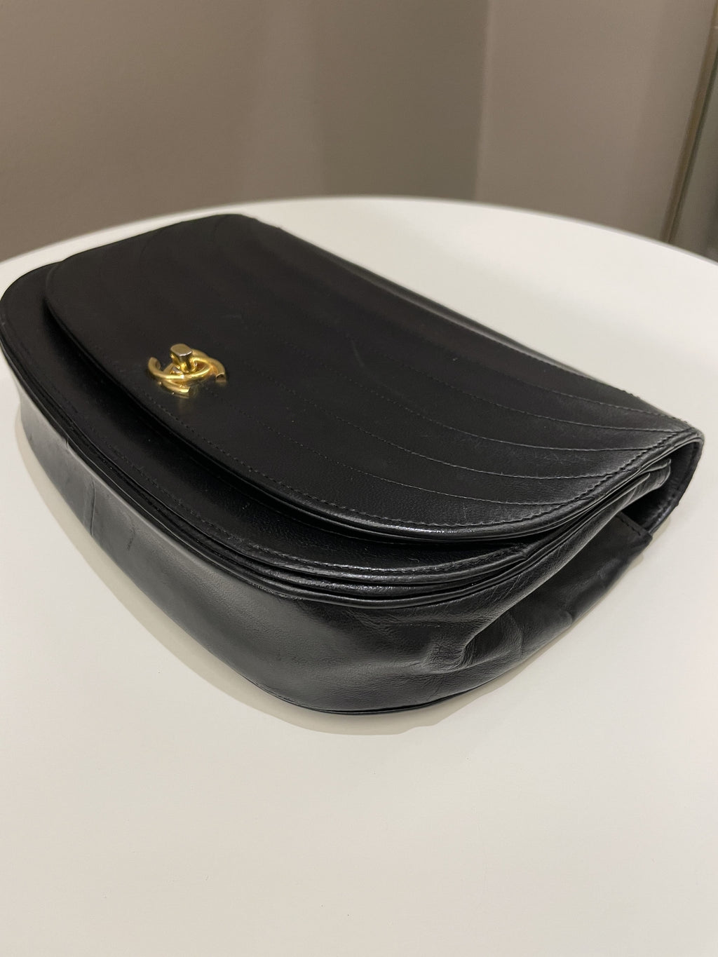 Chanel Vintage Crossbody Flap Bag Black Lambskin