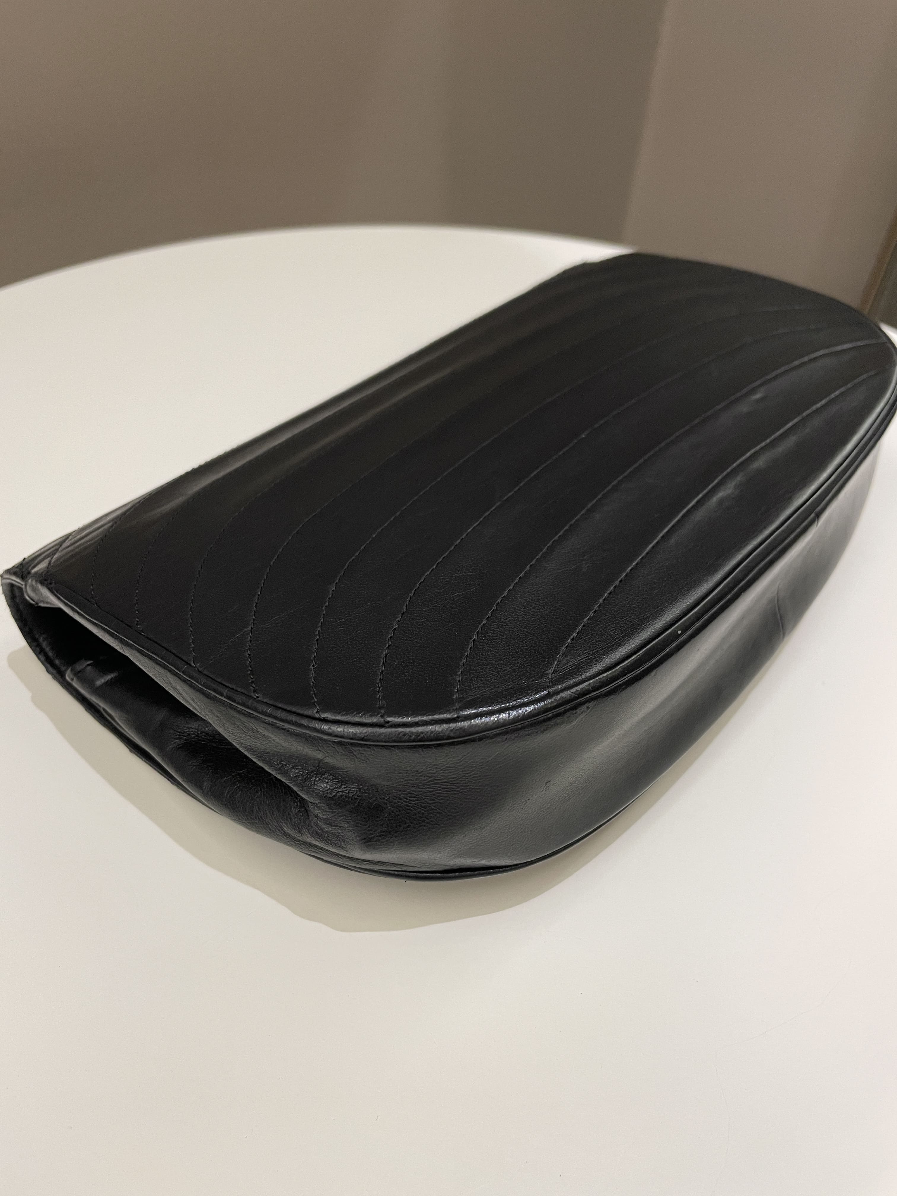 Chanel Vintage Crossbody Flap Bag Black Lambskin