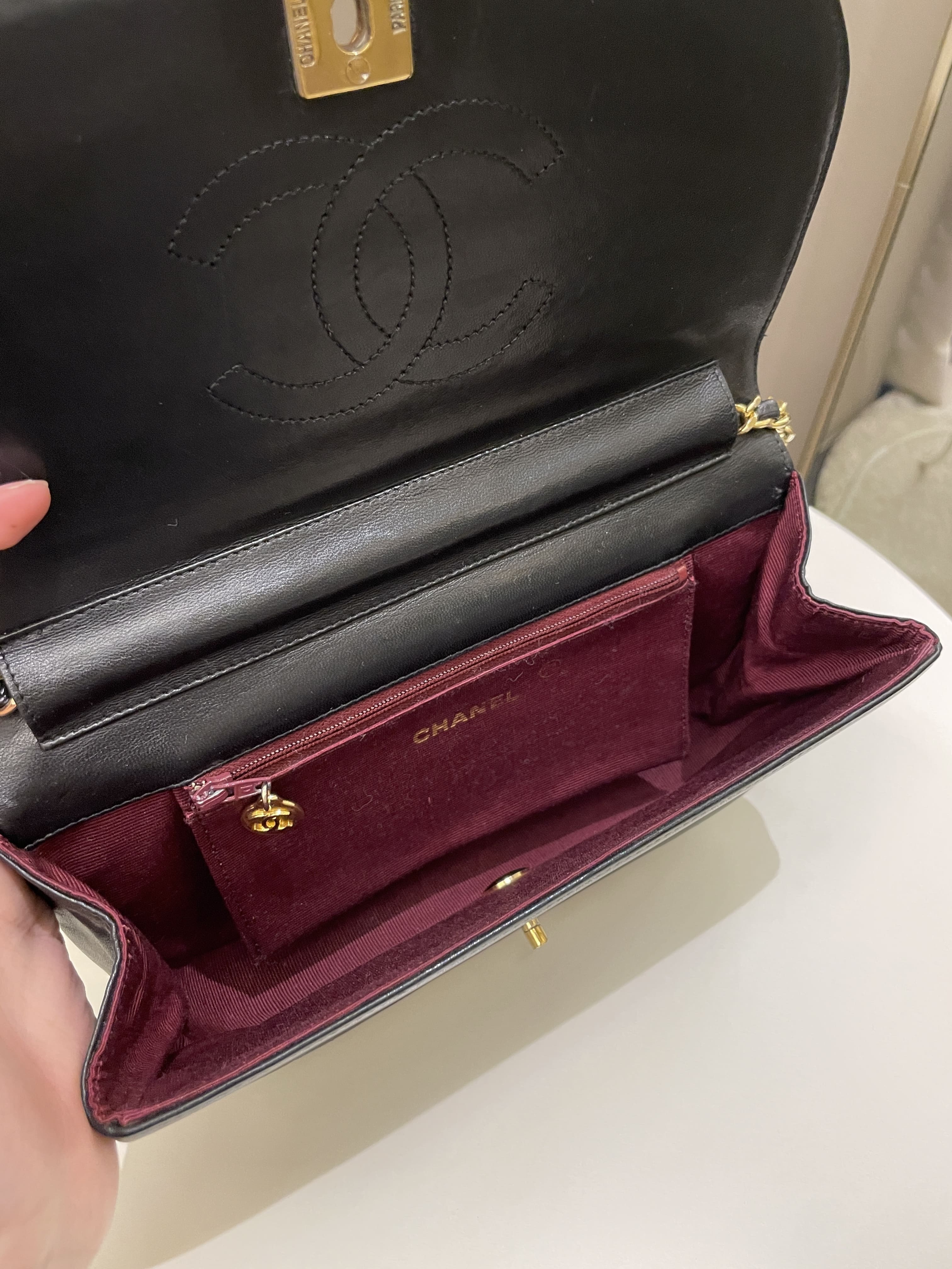 Chanel Vintage Crossbody Flap Bag Black Lambskin