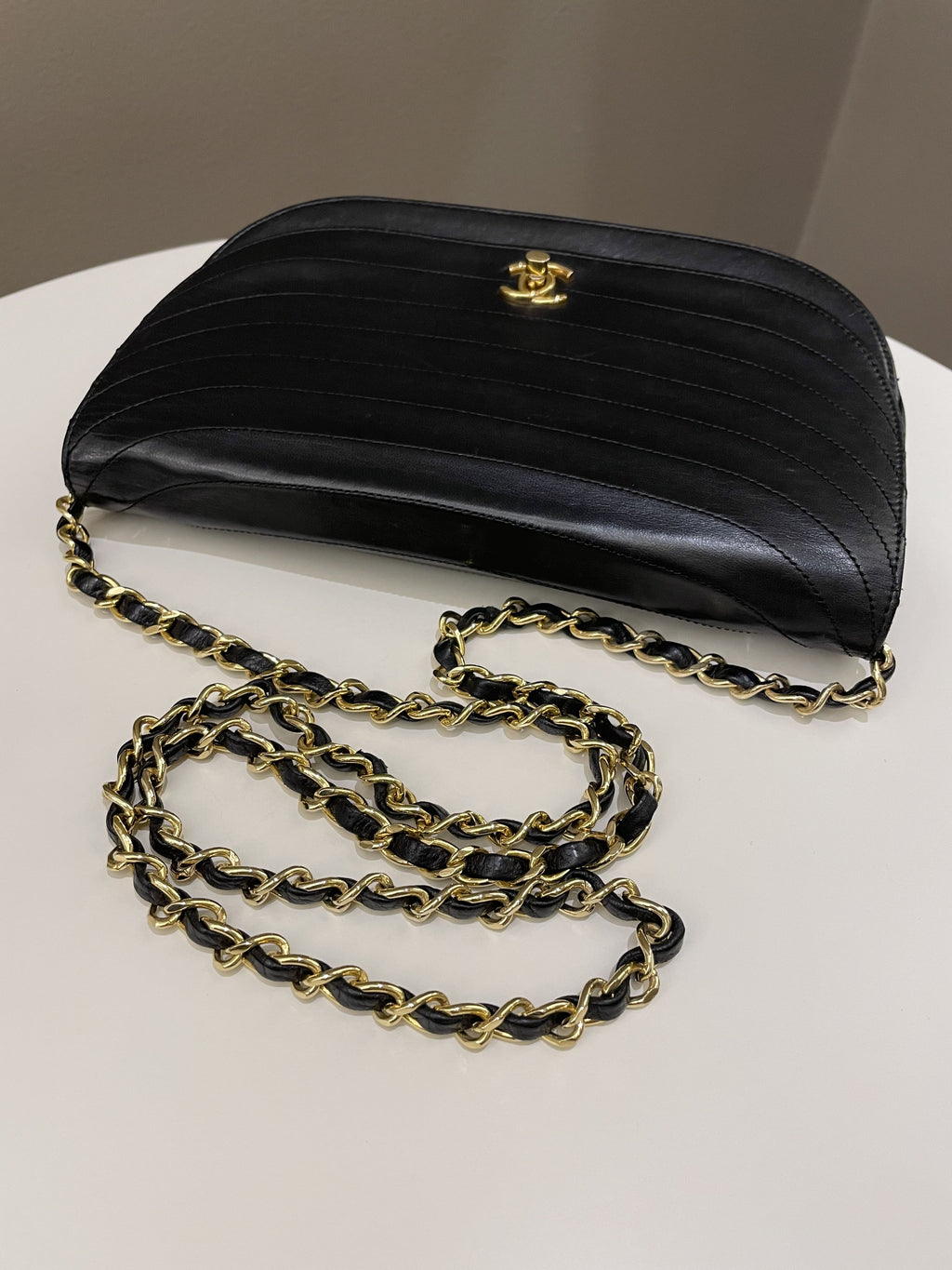 Chanel Vintage Crossbody Flap Bag Black Lambskin