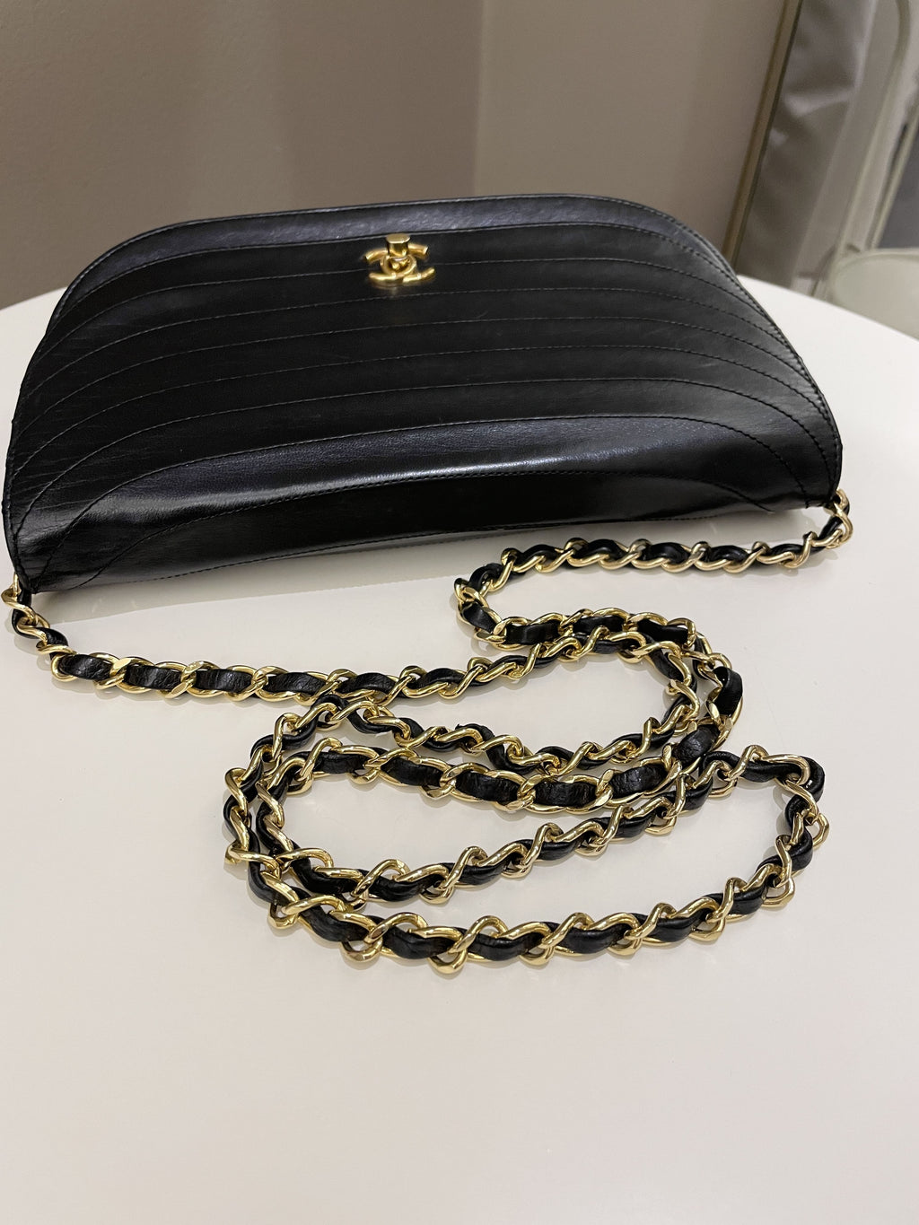 Chanel Vintage Crossbody Flap Bag Black Lambskin