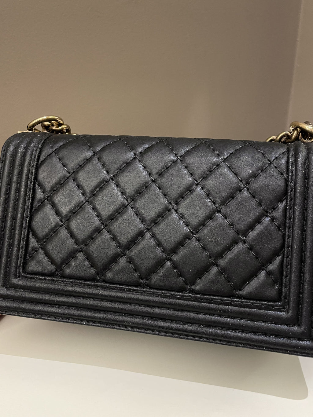 Chanel Quilted Stitch Boy Old Medium Black Calfskin