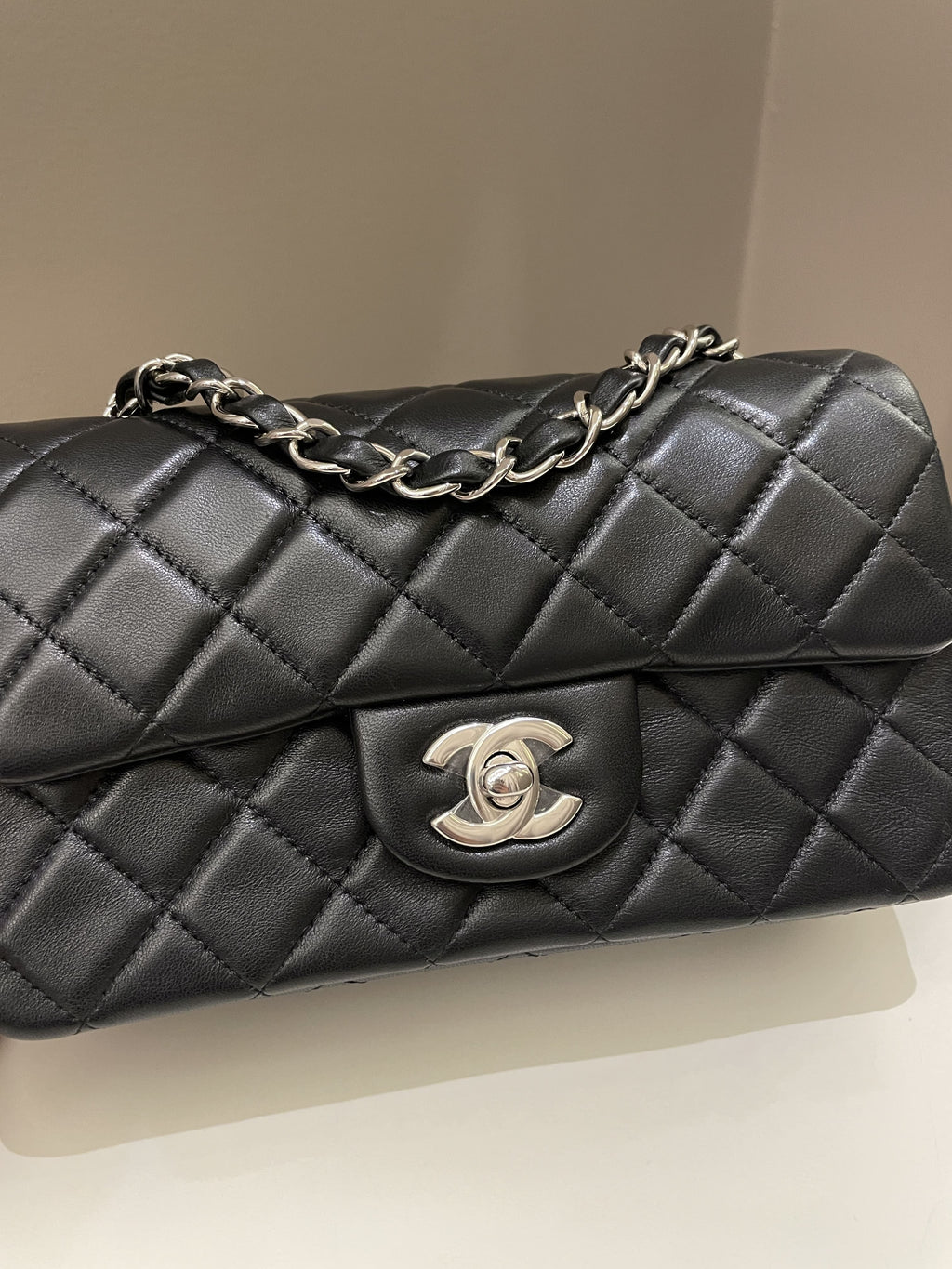Chanel Classic Quilted Mini Rectangular Black Lambskin