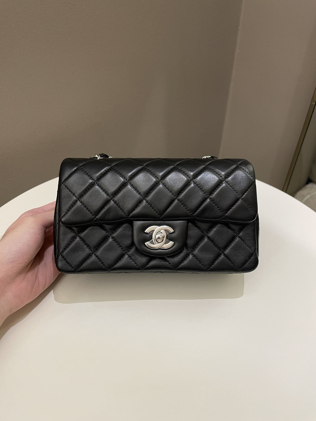 Chanel Classic Quilted Mini Rectangular Black Lambskin