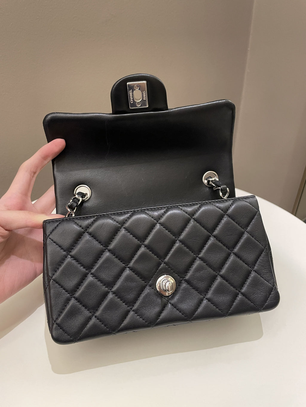 Chanel Classic Quilted Mini Rectangular Black Lambskin