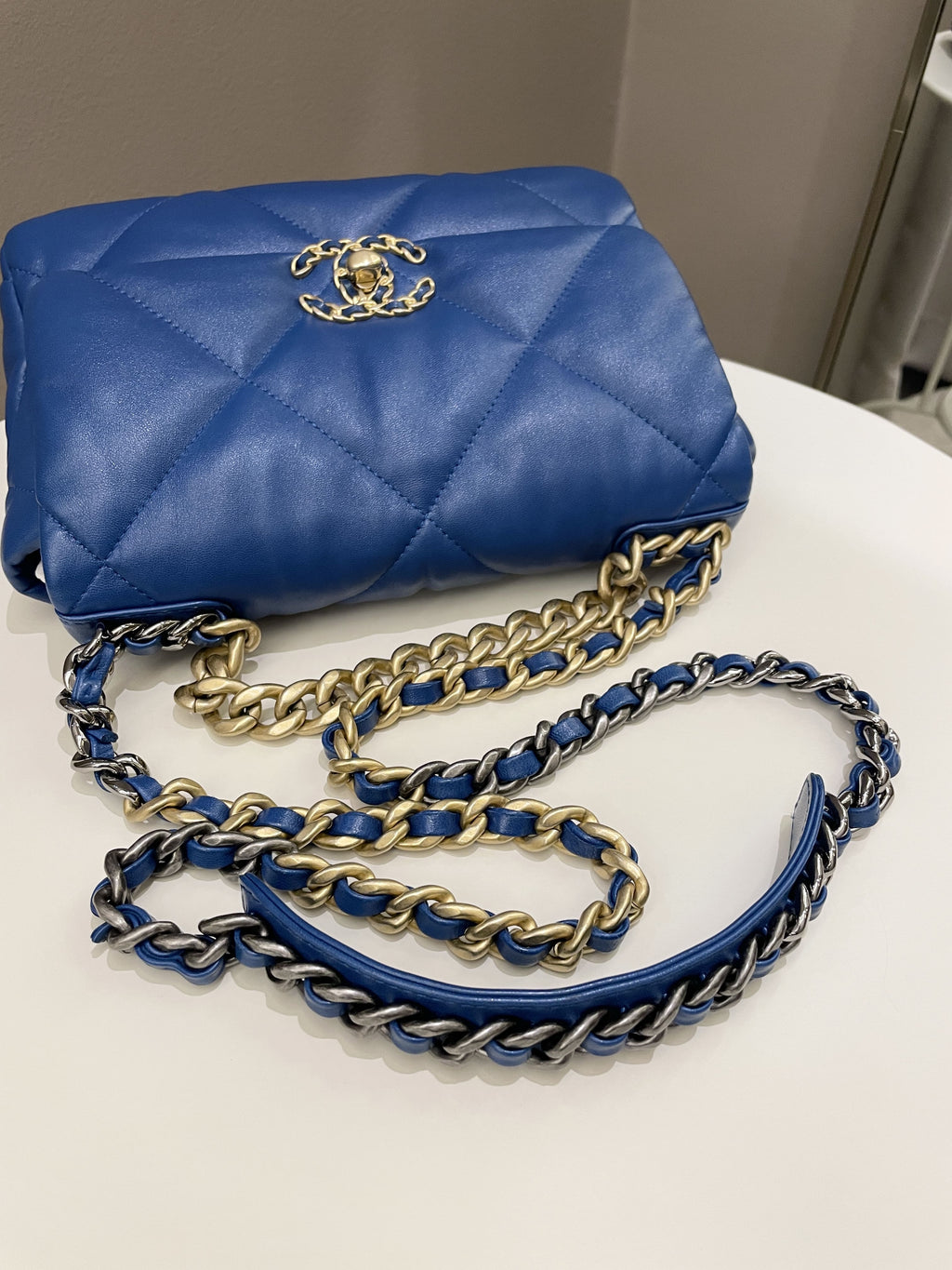 Chanel 19 Flap Bag Cobalt Blue Lambskin