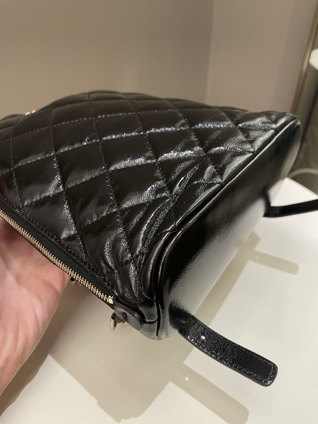 Chanel 22A Quilted My Pocket Backpack Black Coated Calfskin