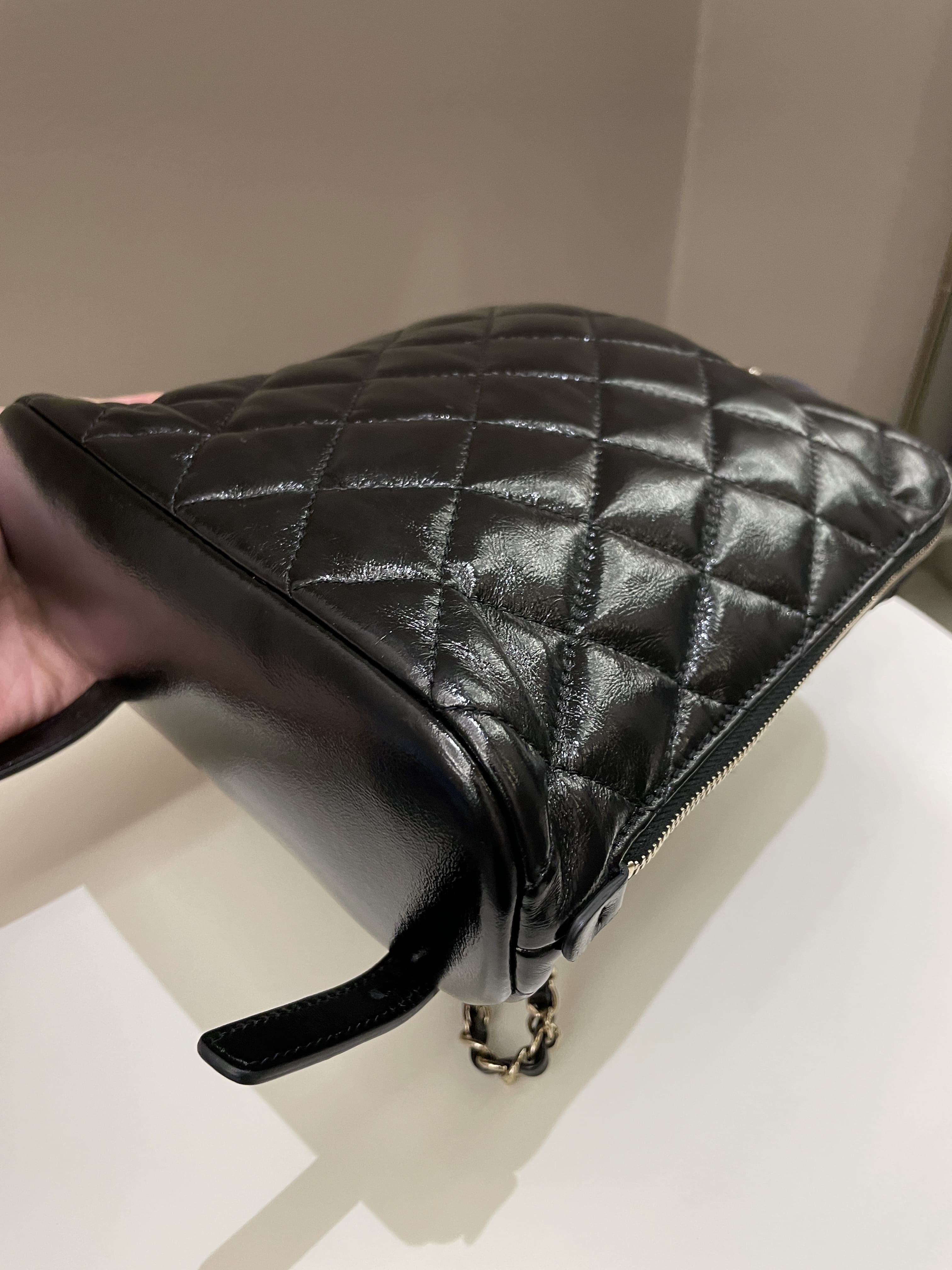 Chanel 22A Quilted My Pocket Backpack Black Coated Calfskin