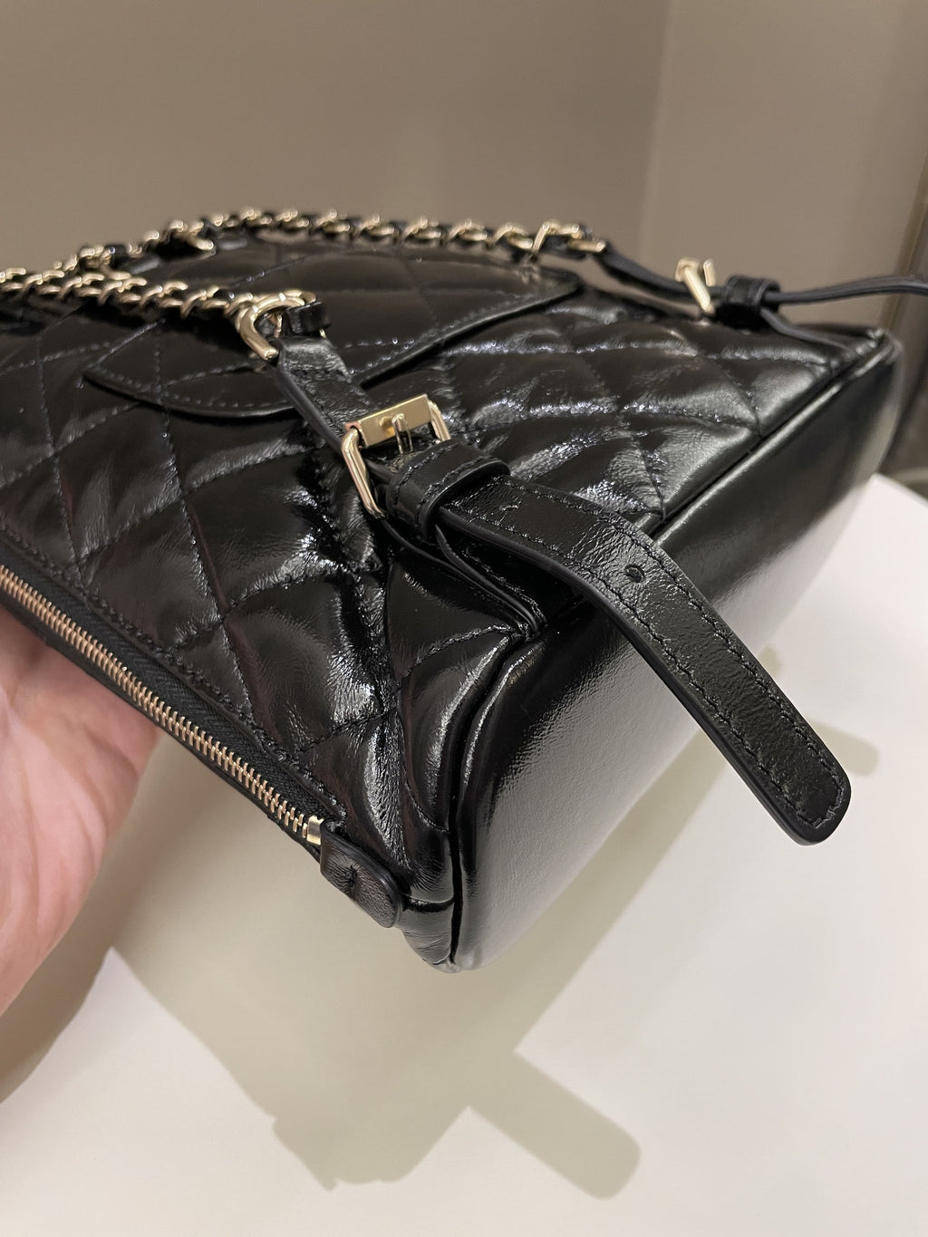 Chanel 22A Quilted My Pocket Backpack Black Coated Calfskin