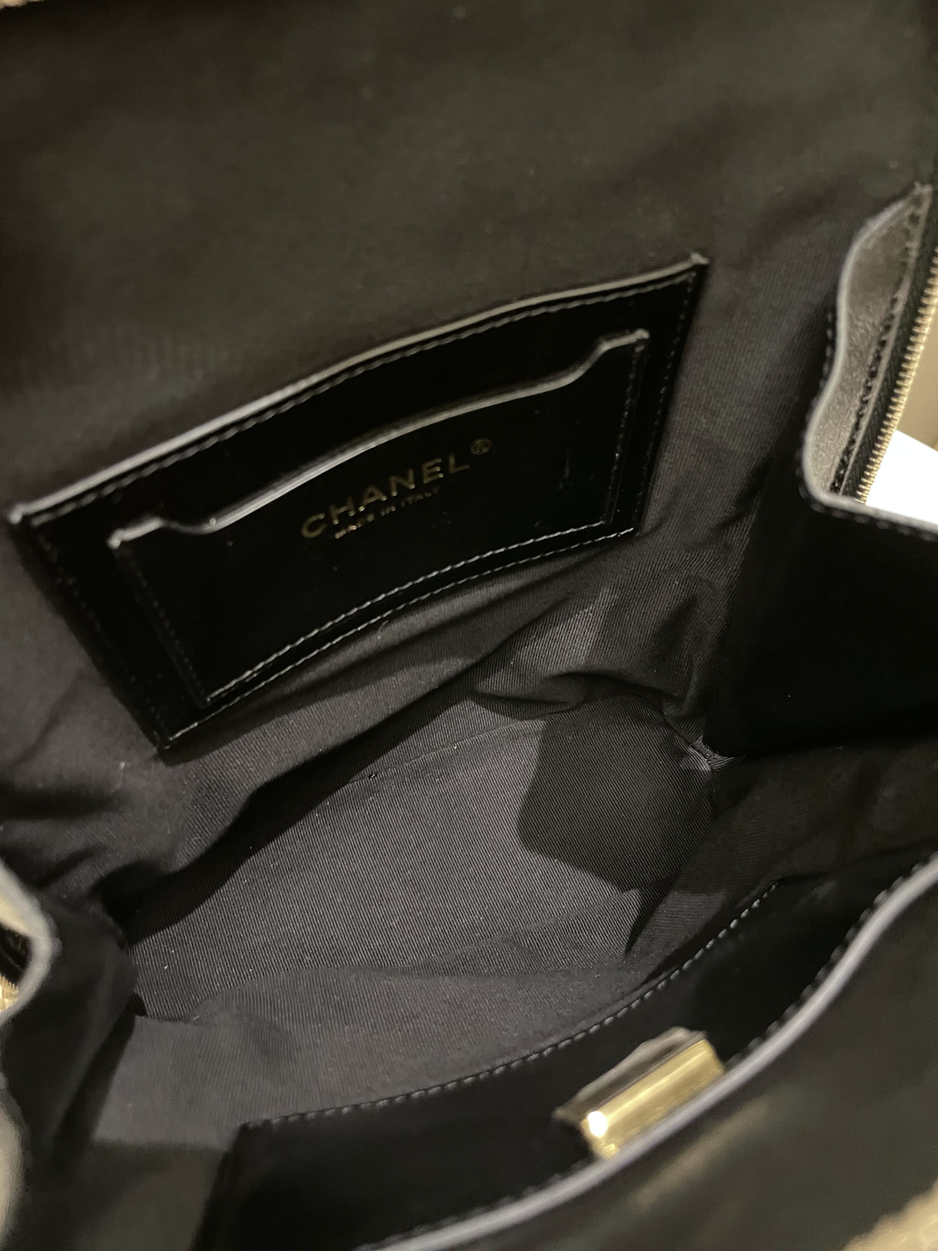 Chanel 22A Quilted My Pocket Backpack Black Coated Calfskin
