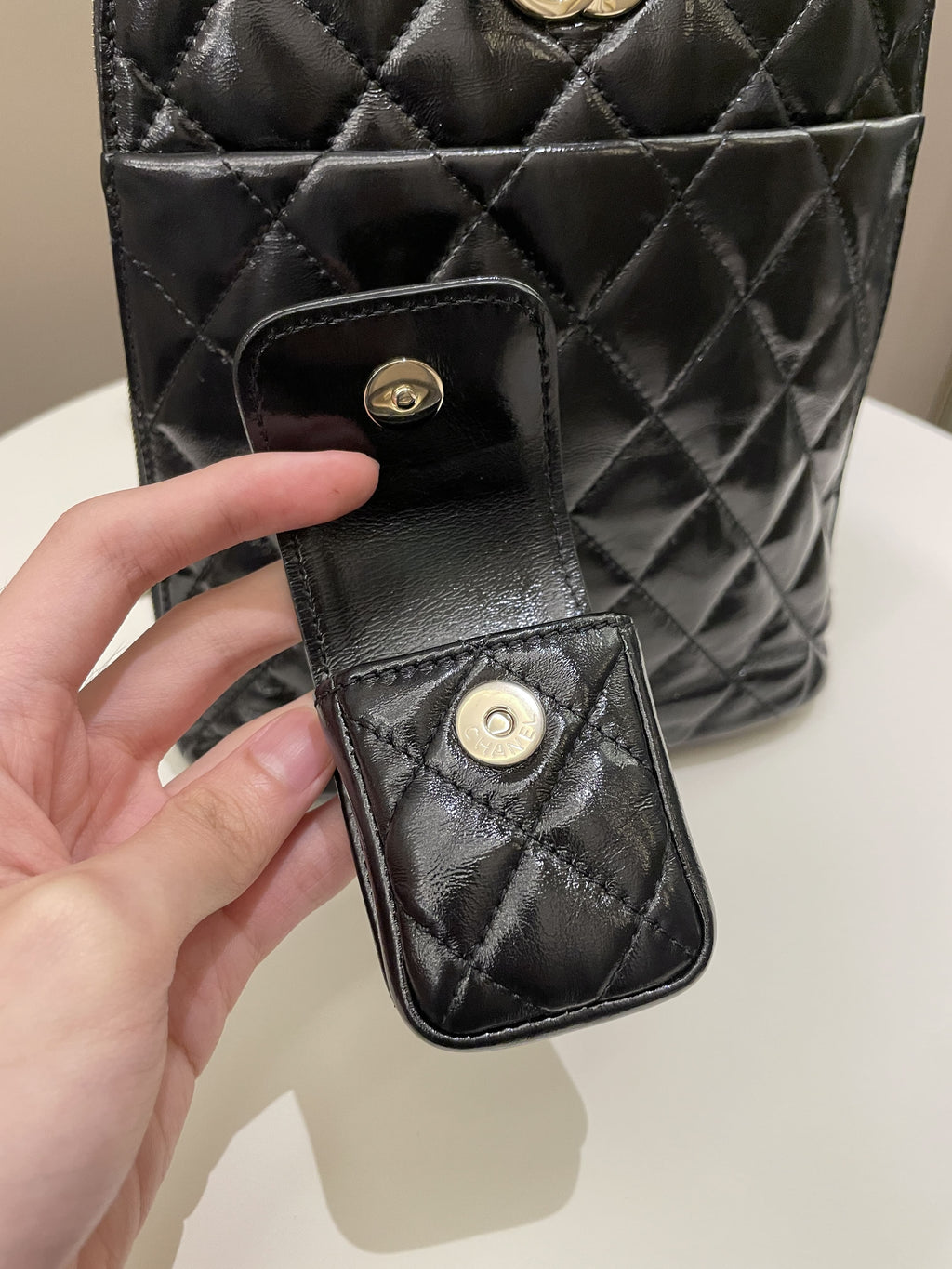 Chanel 22A Quilted My Pocket Backpack Black Coated Calfskin