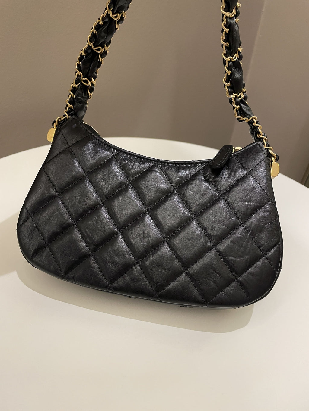 Chanel 23K Hobo Bag Black Calfskin