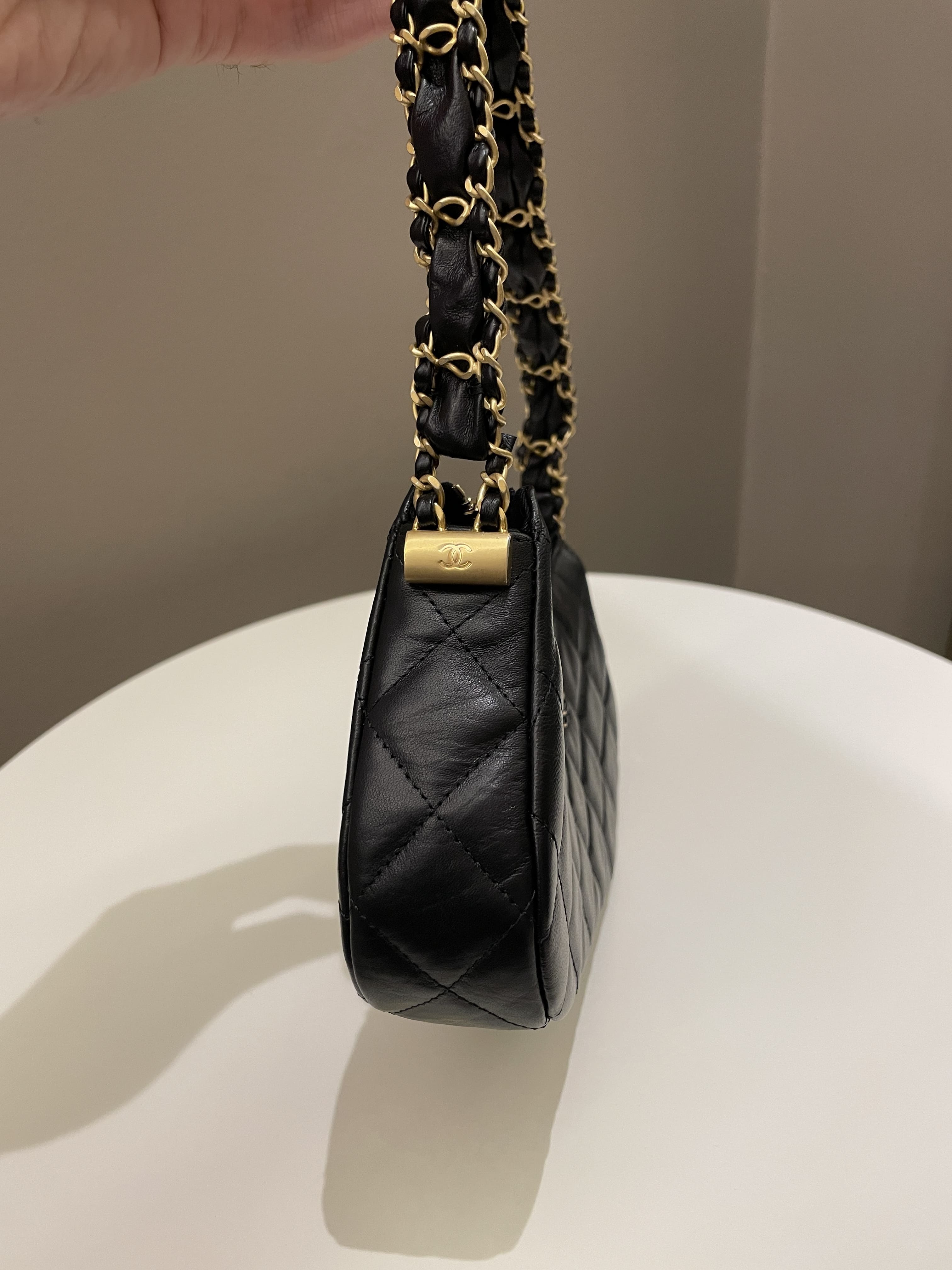 Chanel 23K Hobo Bag Black Calfskin