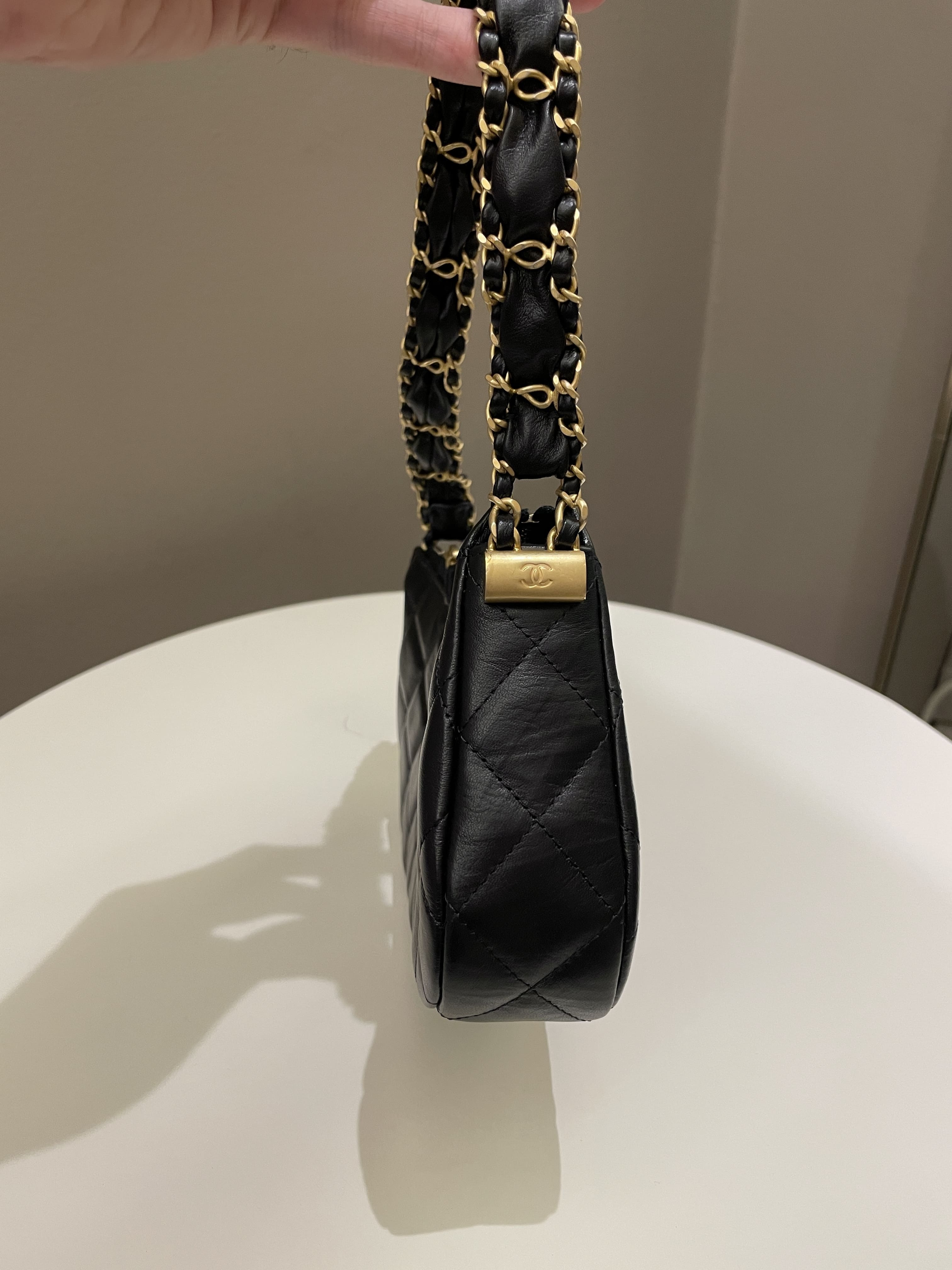 Chanel 23K Hobo Bag Black Calfskin