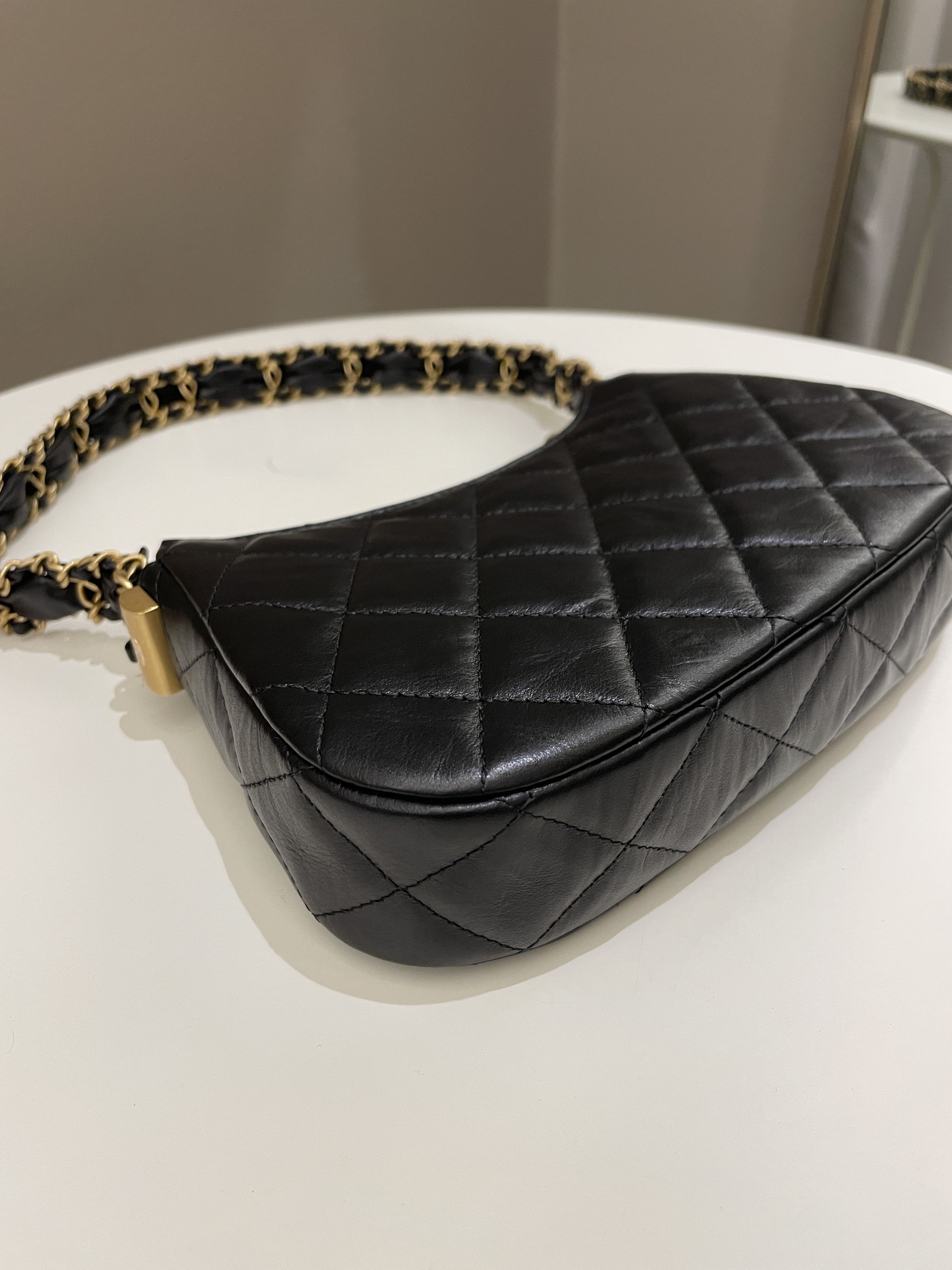 Chanel 23K Hobo Bag Black Calfskin