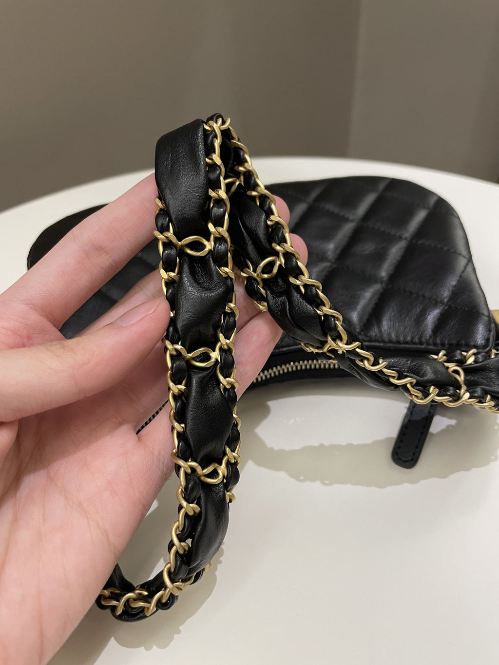 Chanel 23K Hobo Bag Black Calfskin