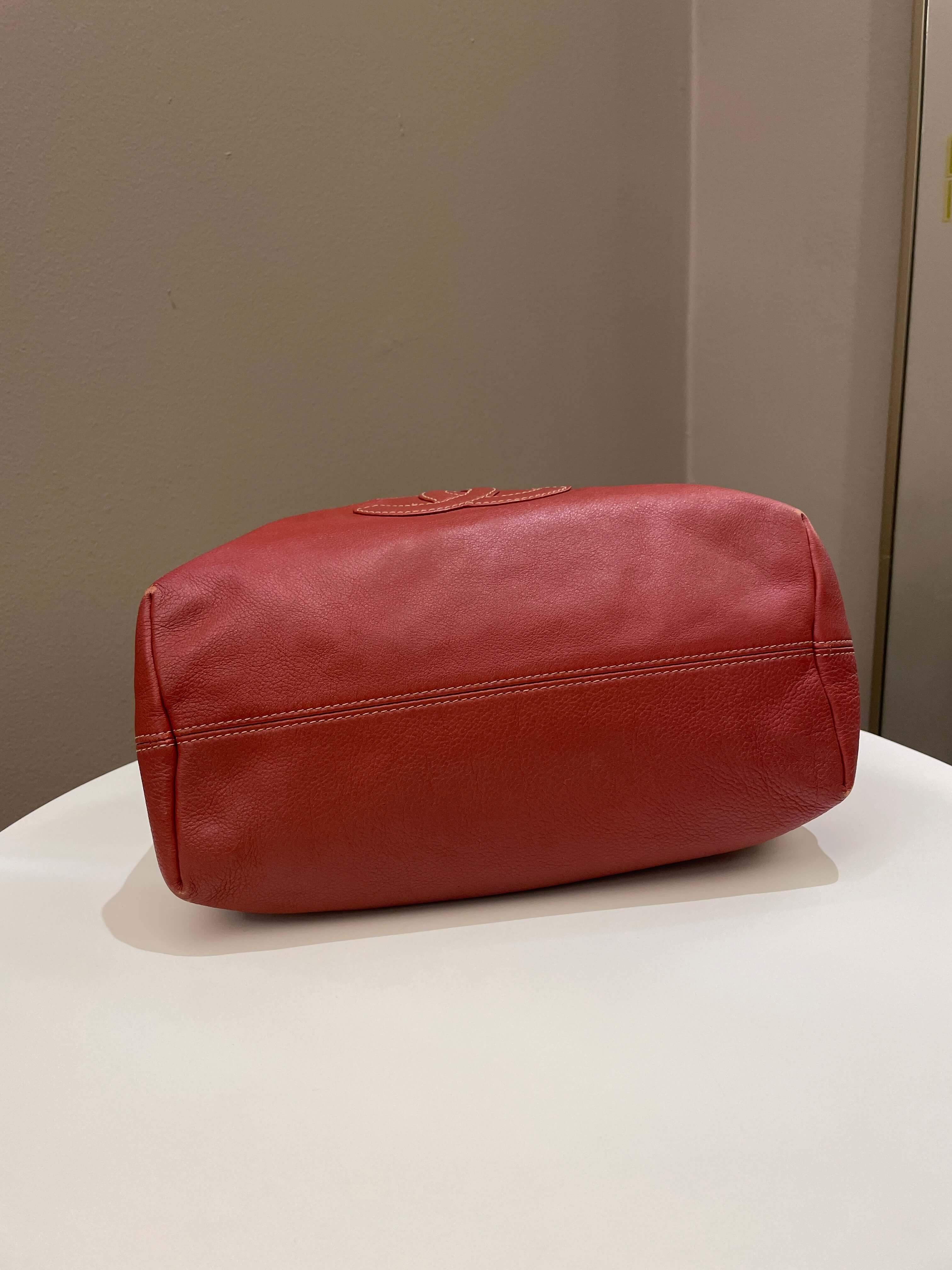 Chanel Vintage Cc Drawstring Bucket Burned Red Calfskin
