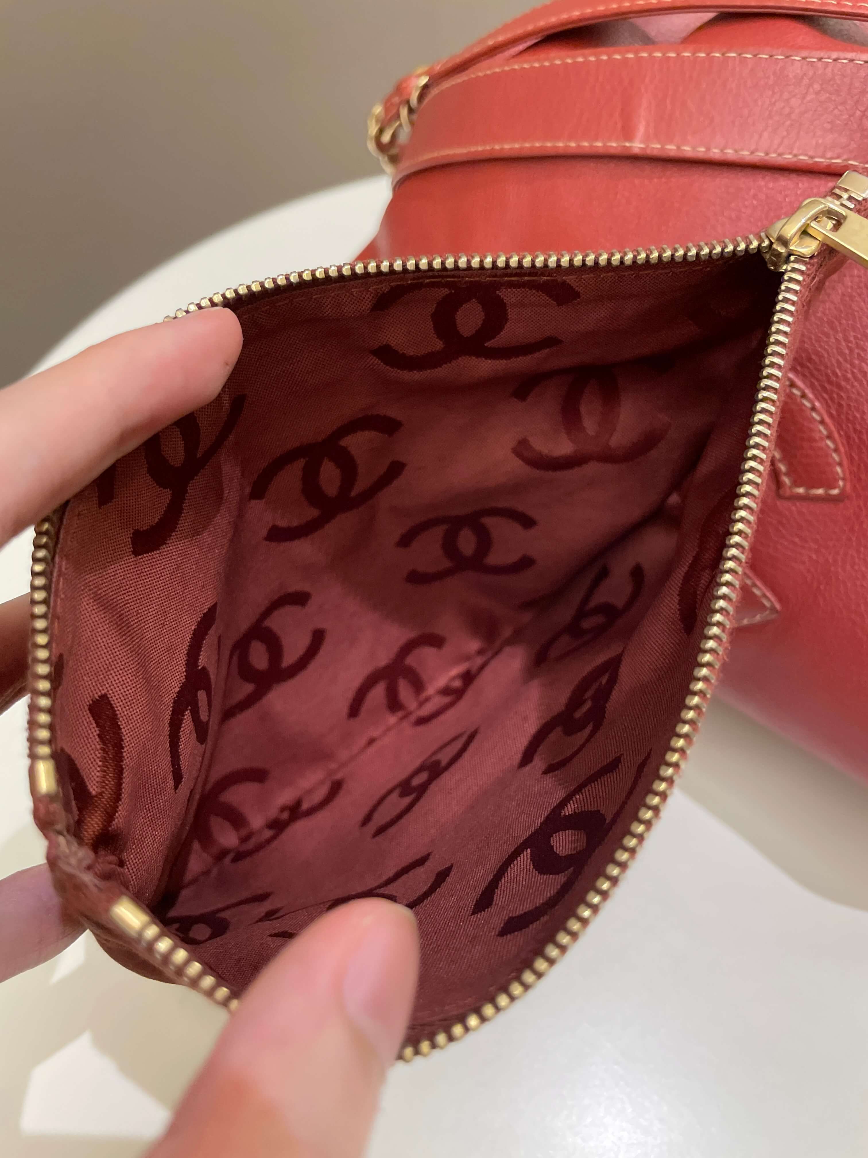 Chanel Vintage Cc Drawstring Bucket Burned Red Calfskin