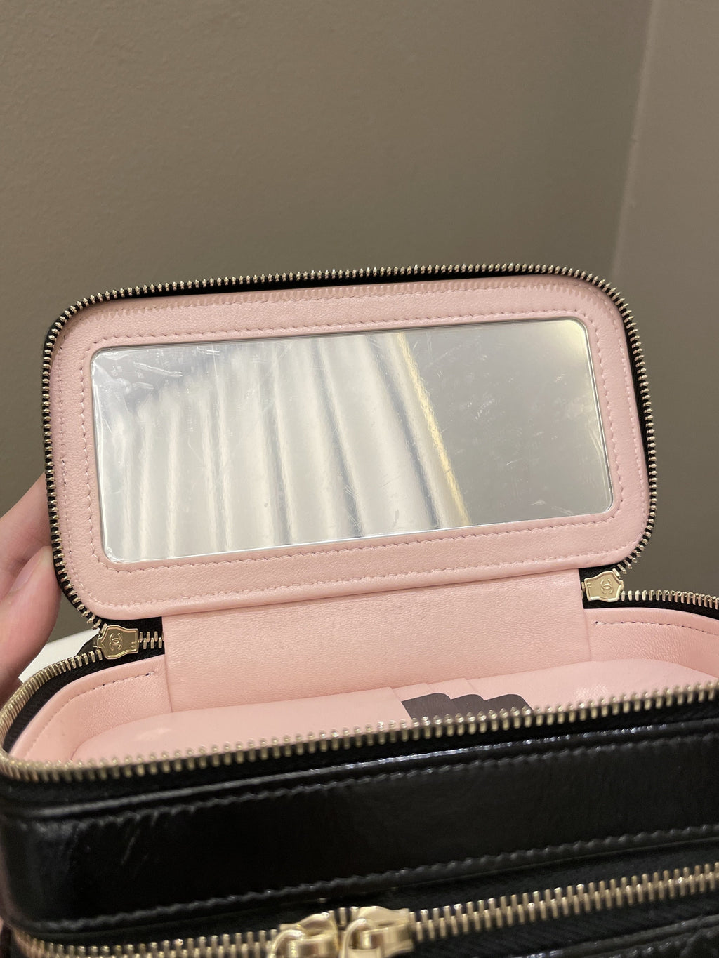 Chanel 22B Top Handle Tall Vanity Black Patent