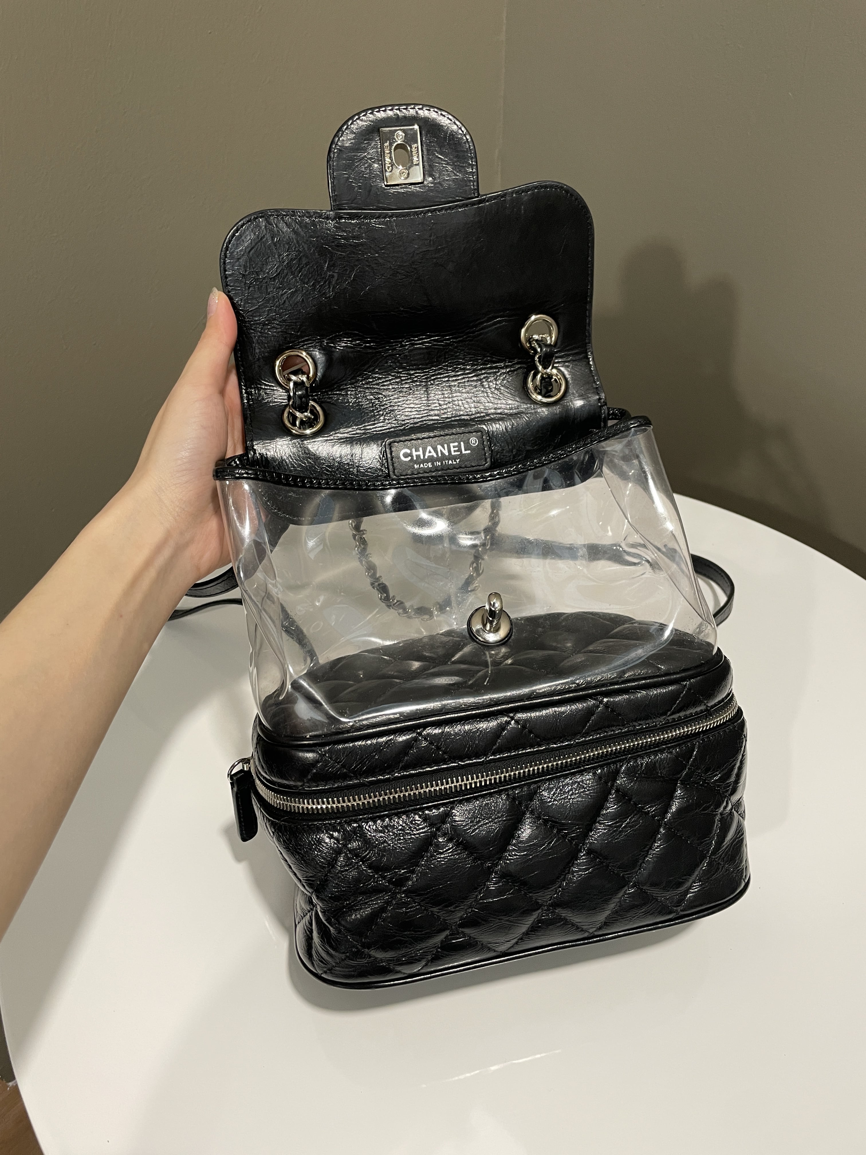 Chanel Aquarium Backpack Black Age Calfksin