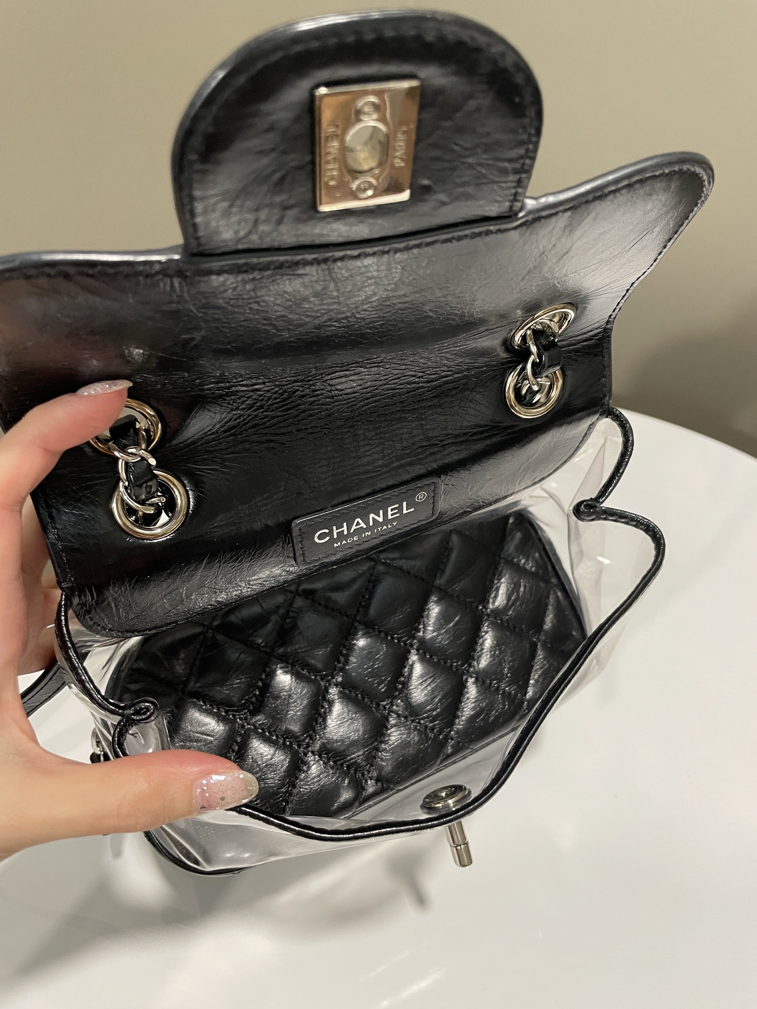 Chanel Aquarium Backpack Black Age Calfksin