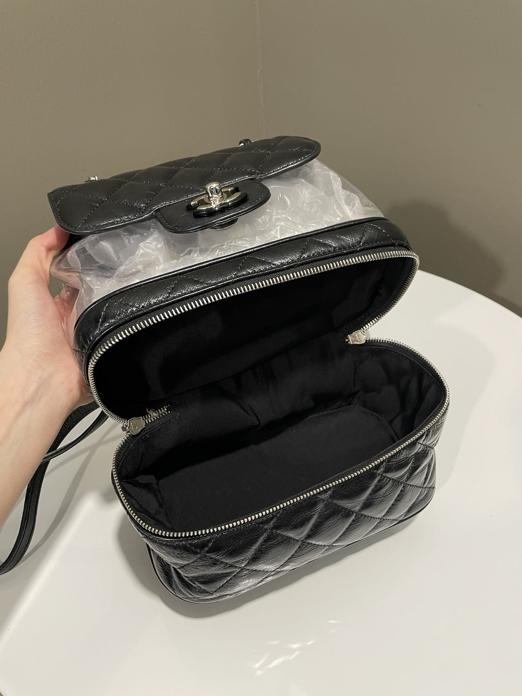 Chanel Aquarium Backpack Black Age Calfksin