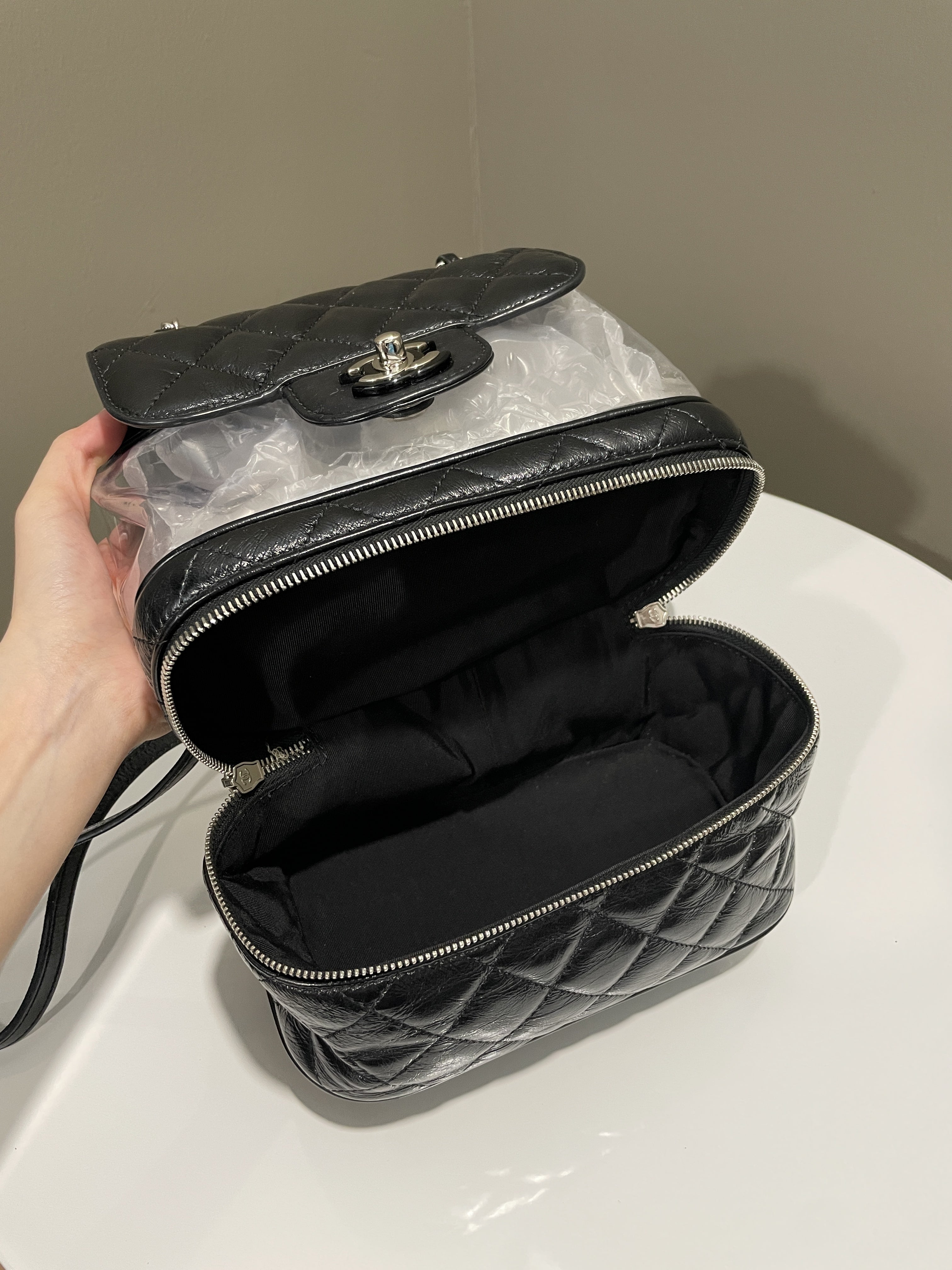 Chanel Aquarium Backpack Black Age Calfksin