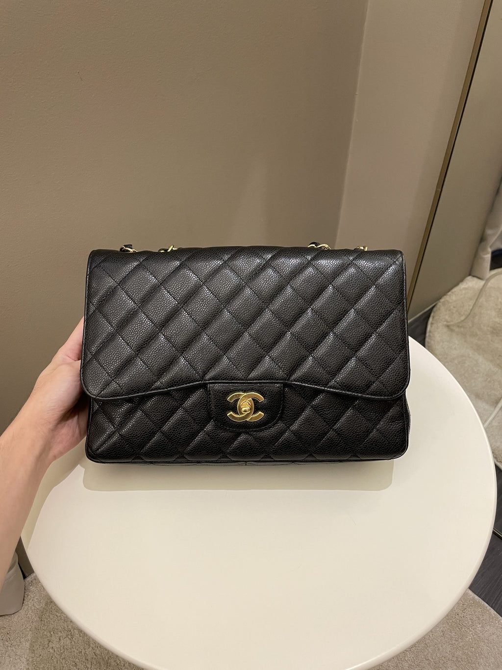 Chanel Classic Quilted Jumbo Single Flap Black Caviar