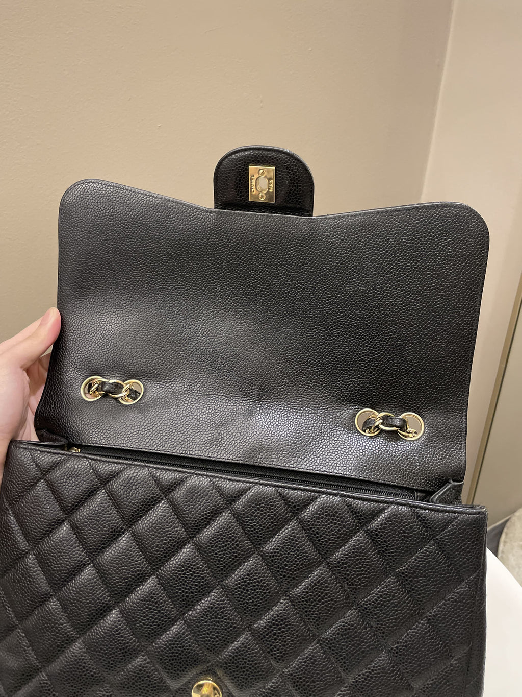 Chanel Classic Quilted Jumbo Single Flap Black Caviar