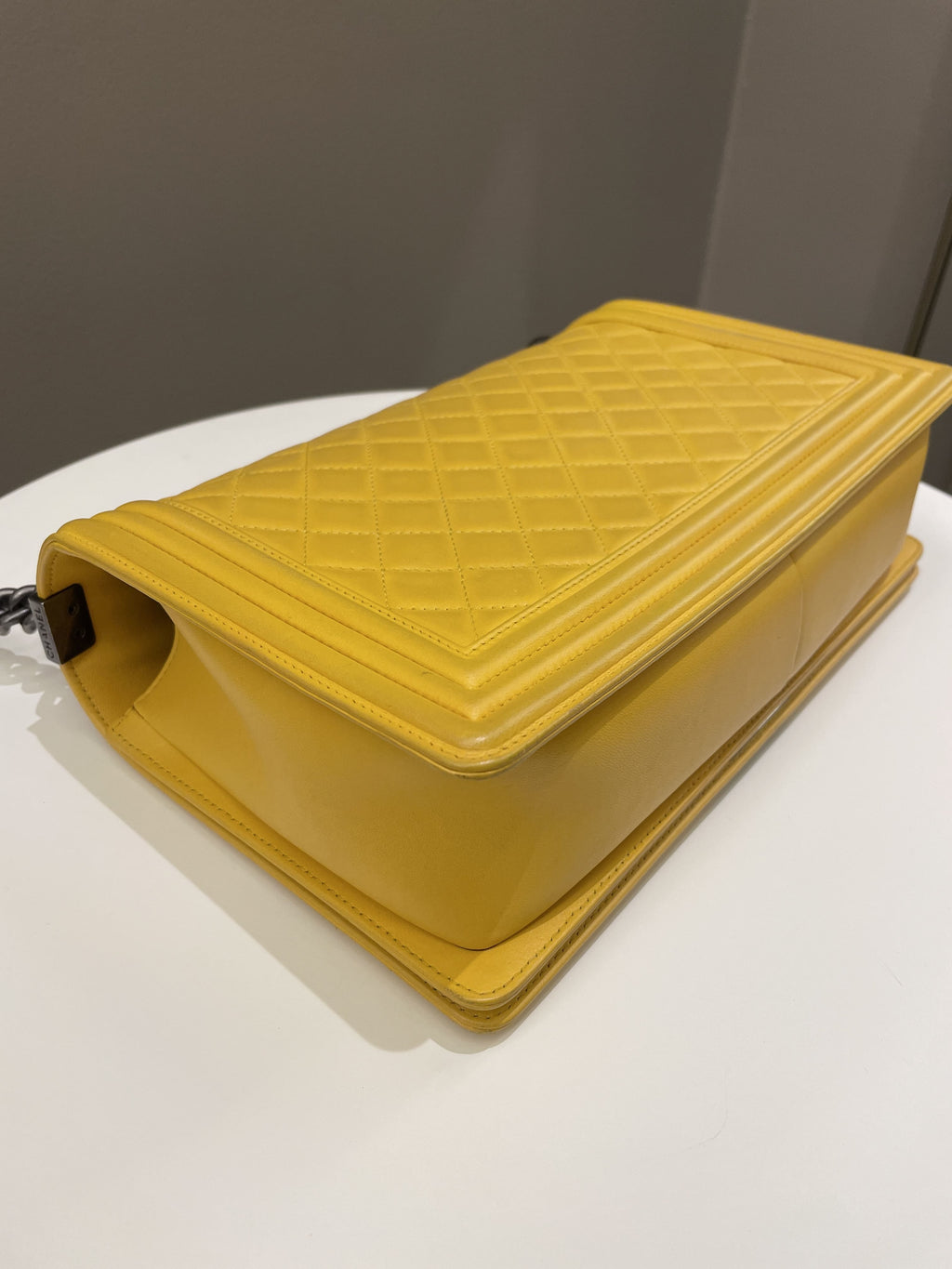 Chanel Quilted New Medium Boy Yellow Lambskin