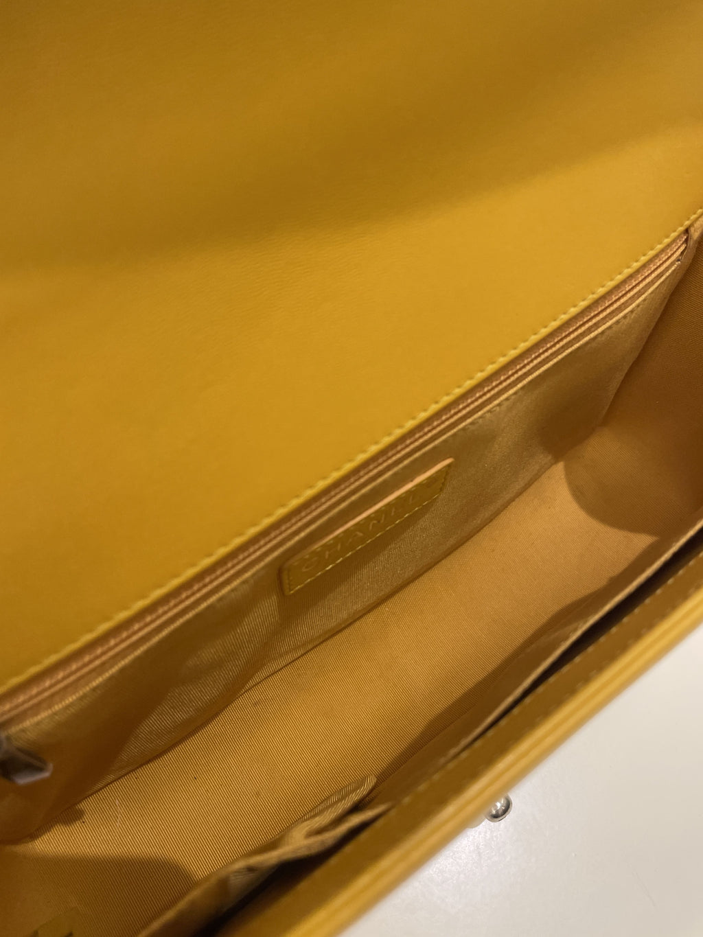 Chanel Quilted New Medium Boy Yellow Lambskin