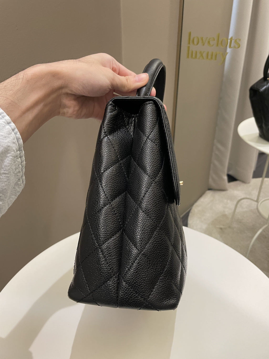 Chanel Kelly Quilted Top Handle Flap Black Caviar