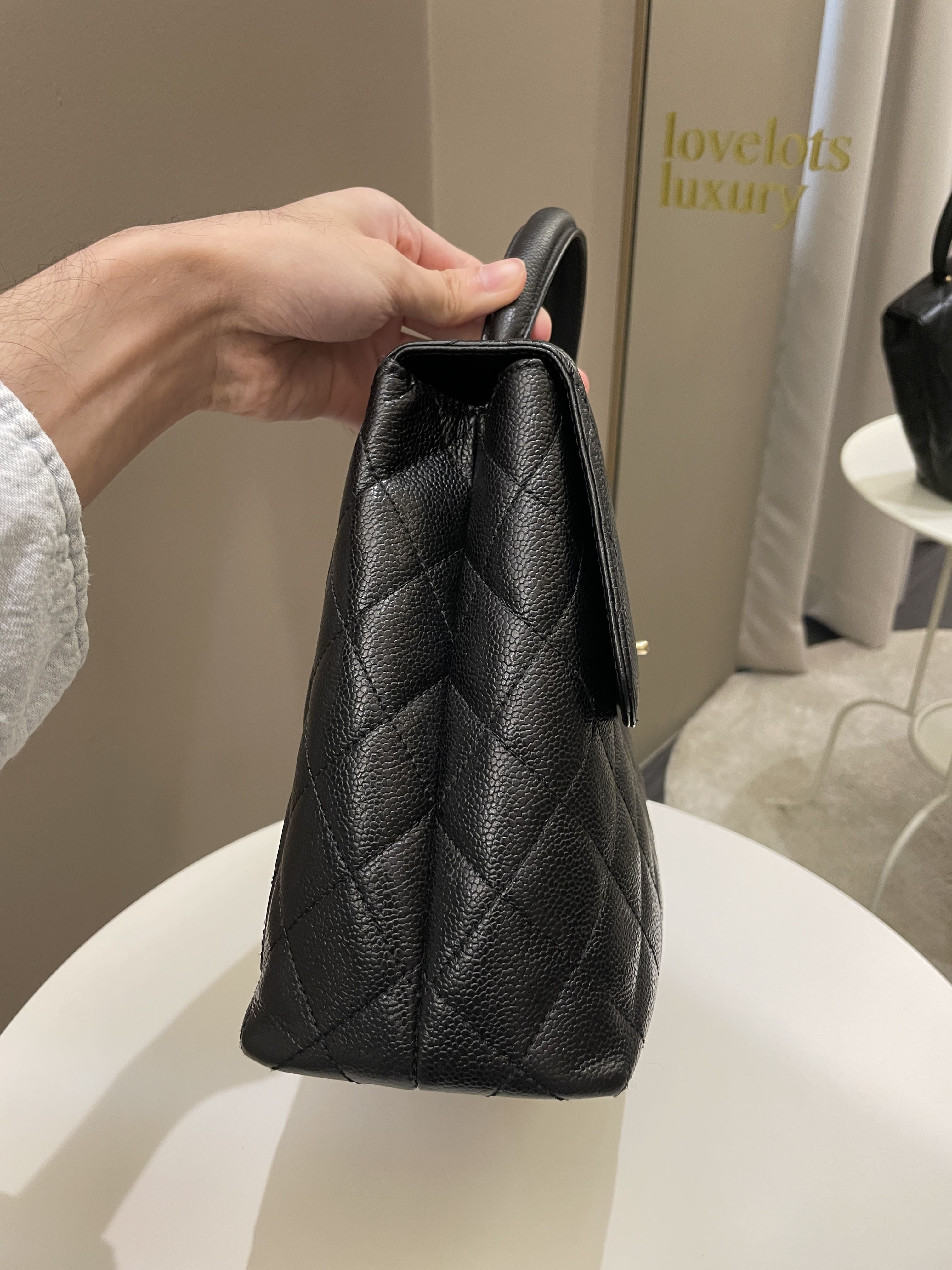 Chanel Kelly Quilted Top Handle Flap Black Caviar