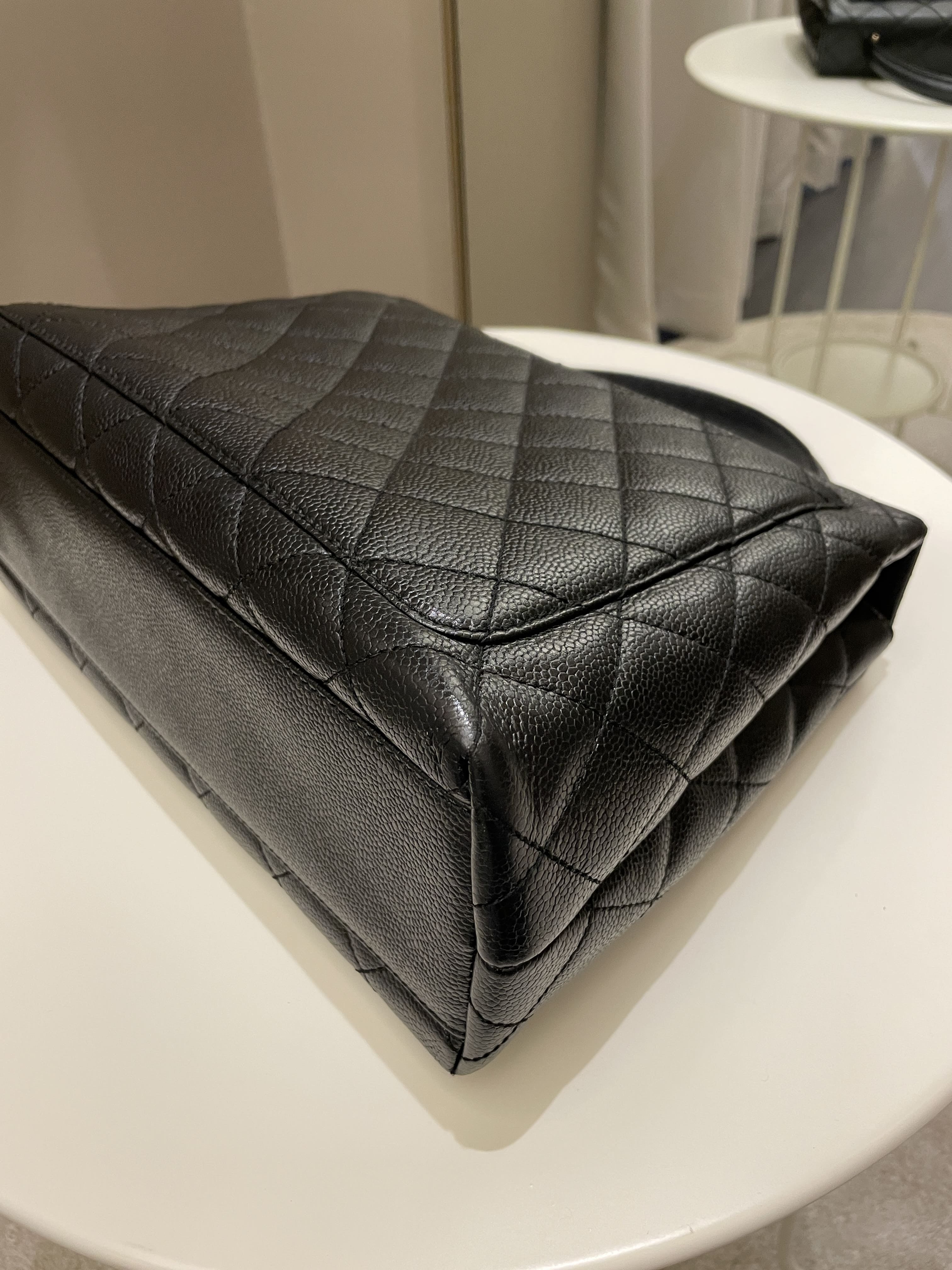Chanel Kelly Quilted Top Handle Flap Black Caviar