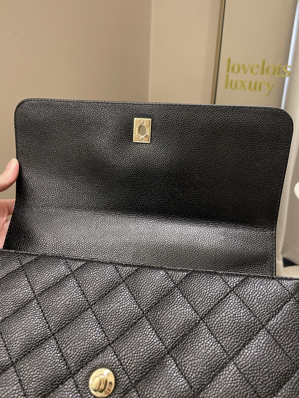 Chanel Kelly Quilted Top Handle Flap Black Caviar