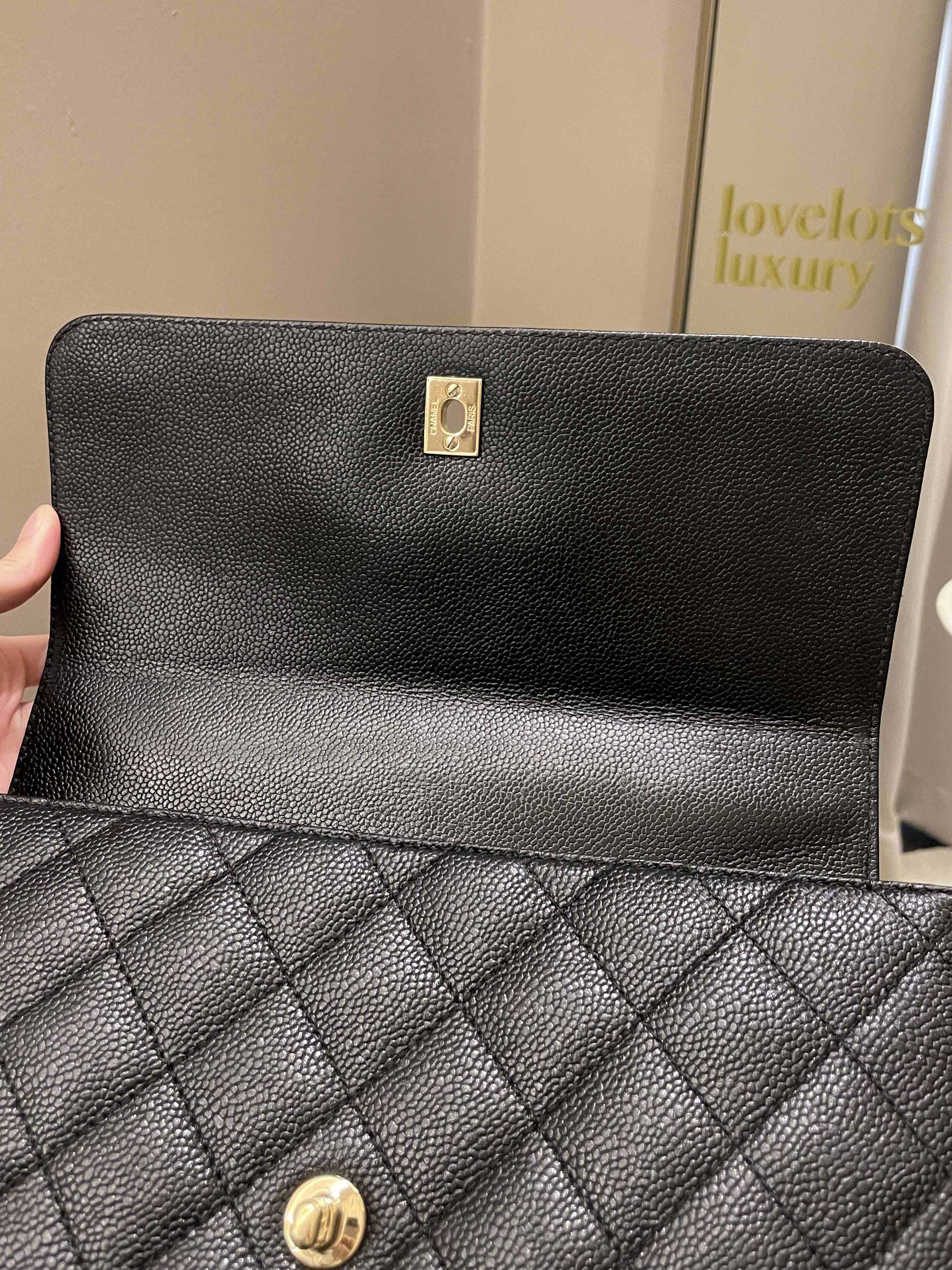 Chanel Kelly Quilted Top Handle Flap Black Caviar