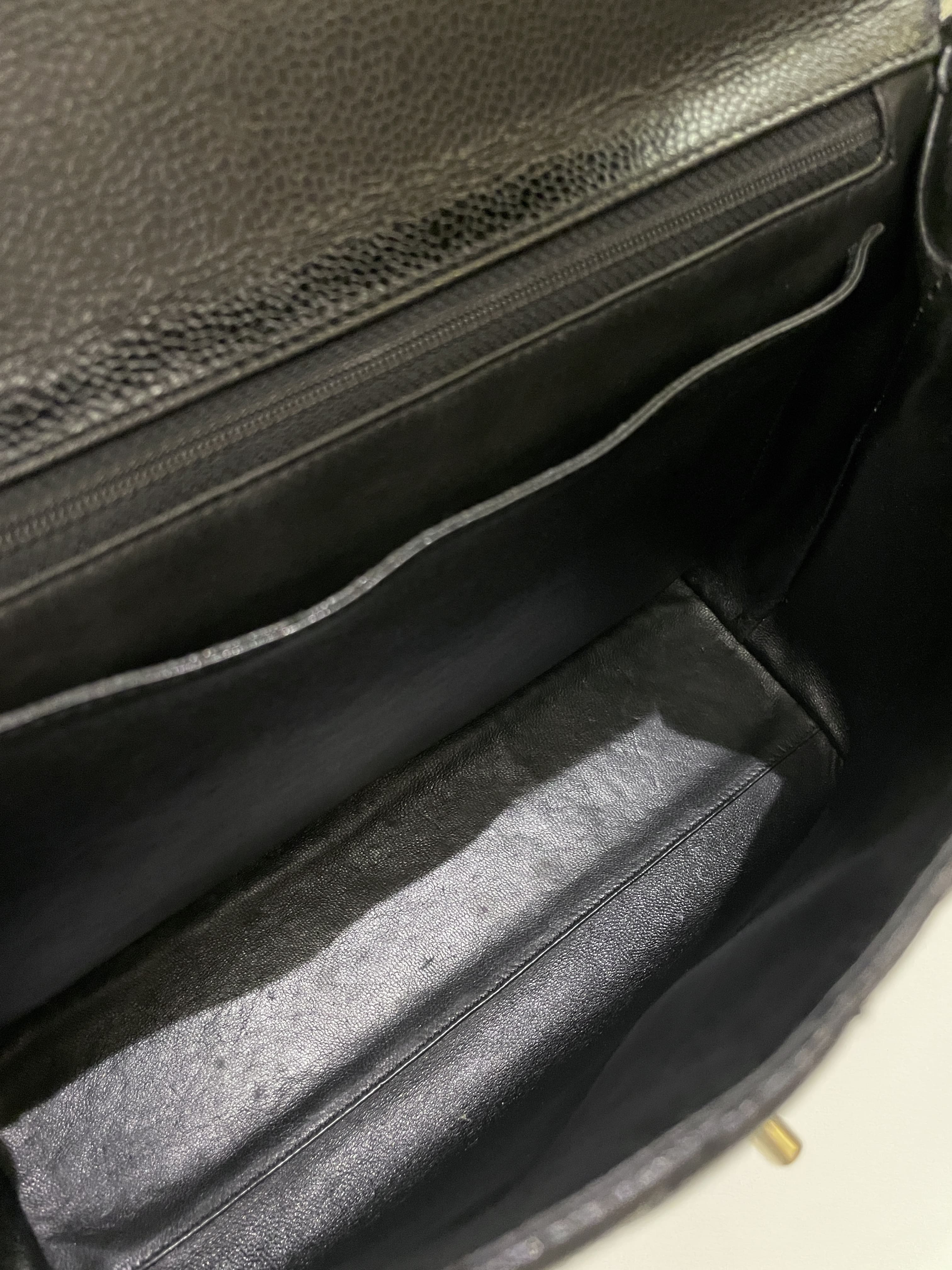 Chanel Kelly Quilted Top Handle Flap Black Caviar