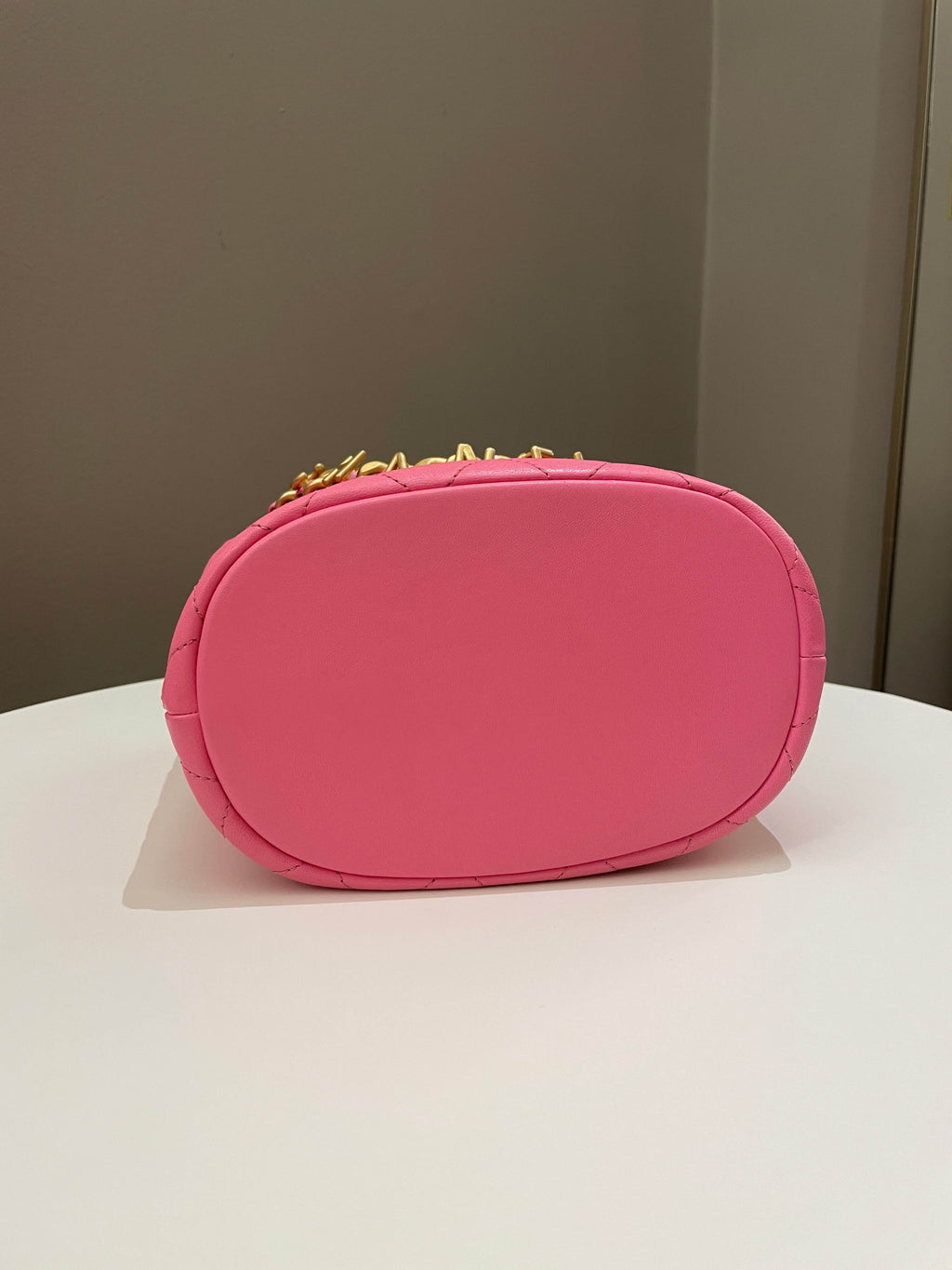 Chanel 23P Drawstring Bucket Bag Pink Stiff Lambskin