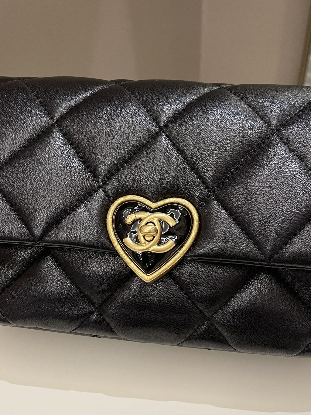 Chanel 23S Heart Flap Bag Black Lambskin