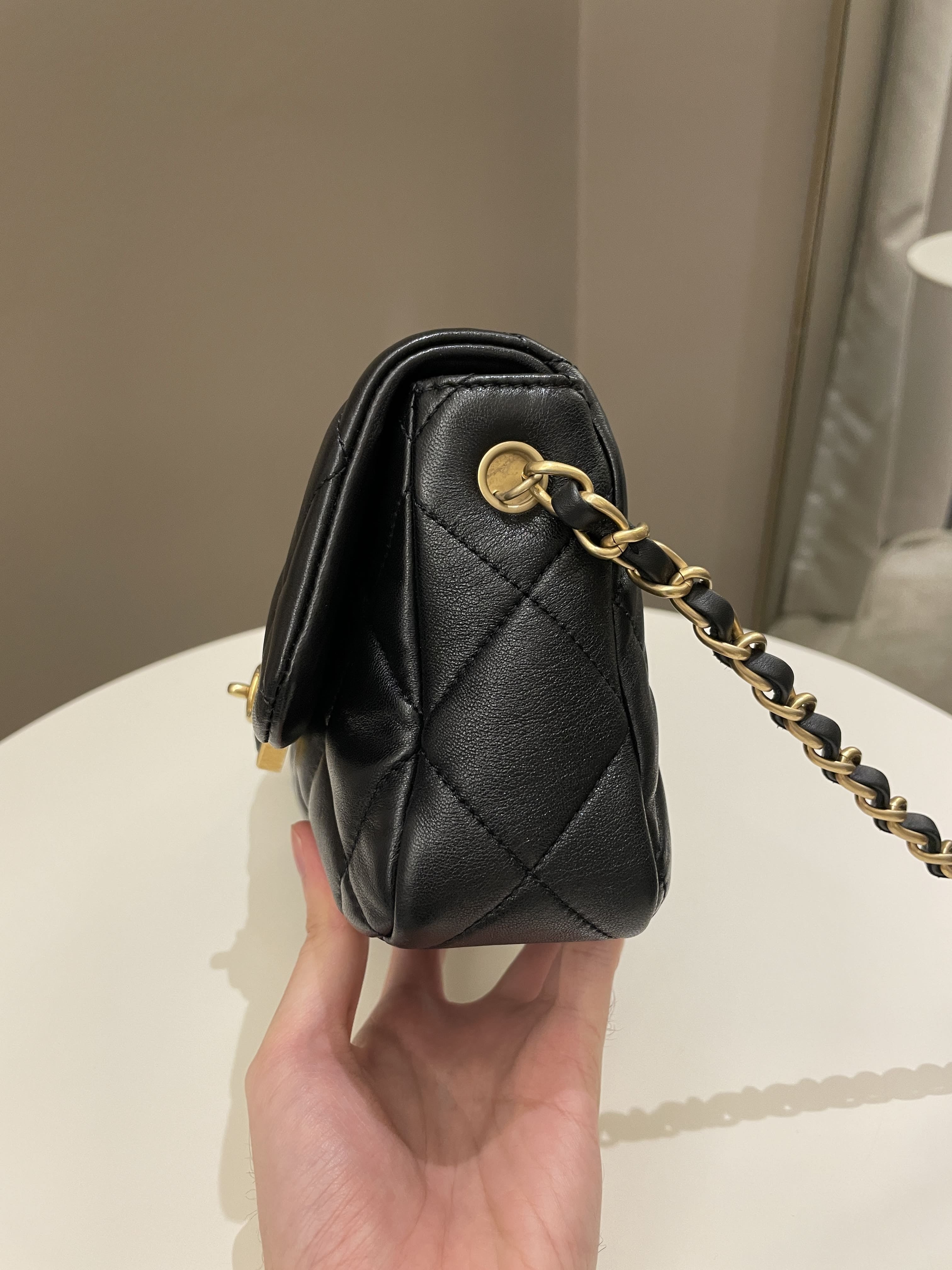 Chanel 23S Heart Flap Bag Black Lambskin
