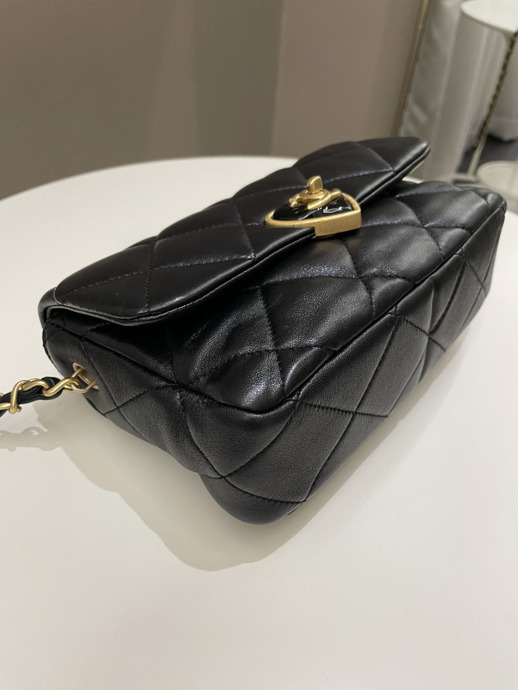 Chanel 23S Heart Flap Bag Black Lambskin