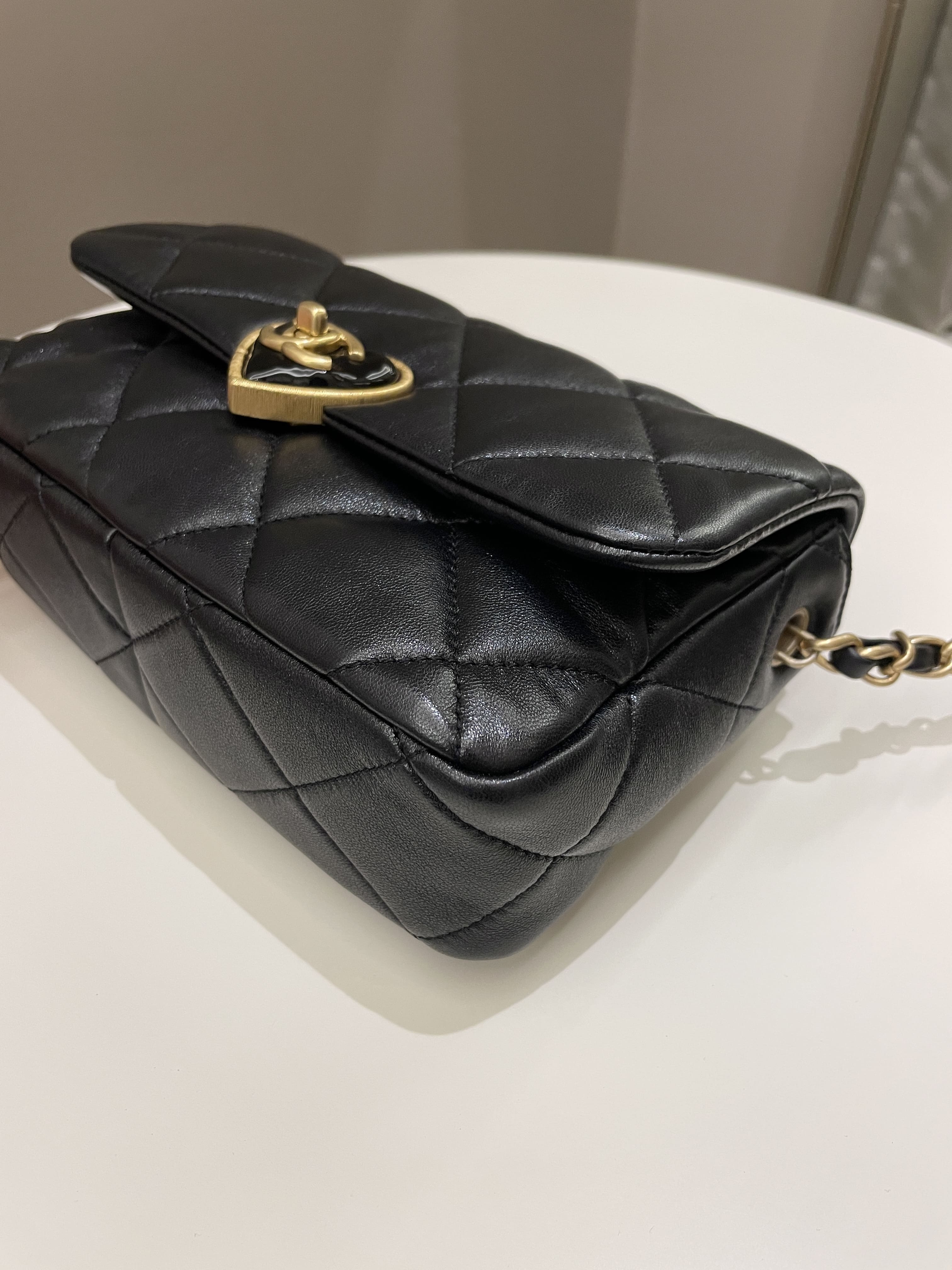 Chanel 23S Heart Flap Bag Black Lambskin
