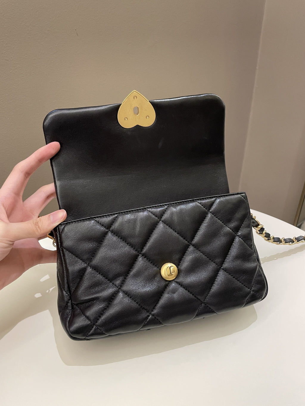 Chanel 23S Heart Flap Bag Black Lambskin