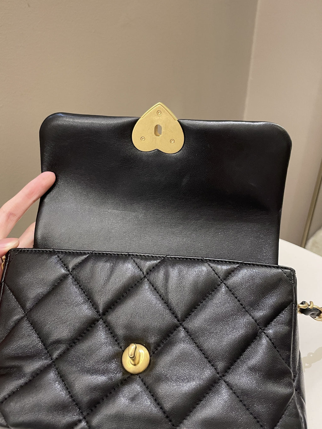 Chanel 23S Heart Flap Bag Black Lambskin