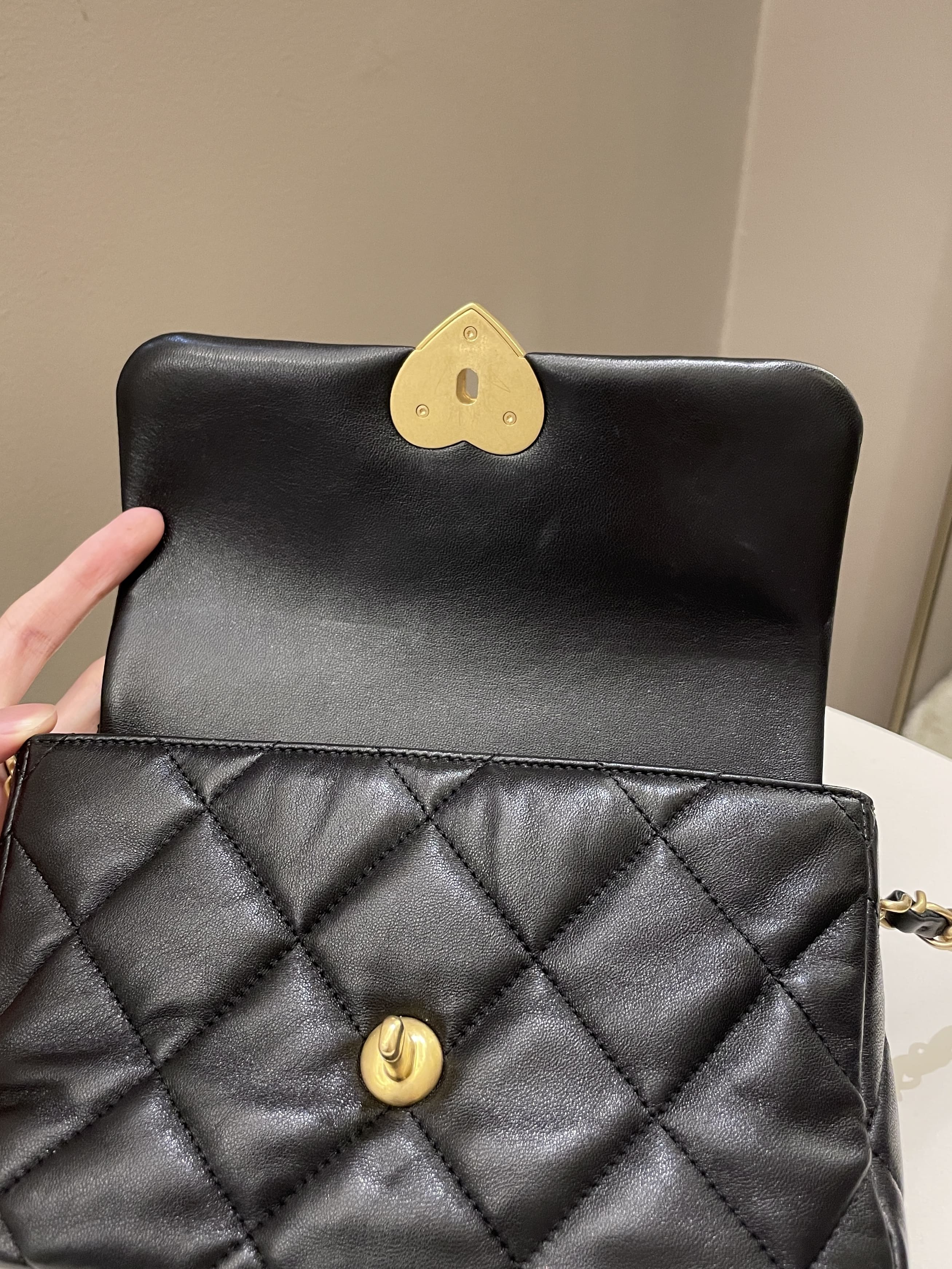Chanel 23S Heart Flap Bag Black Lambskin