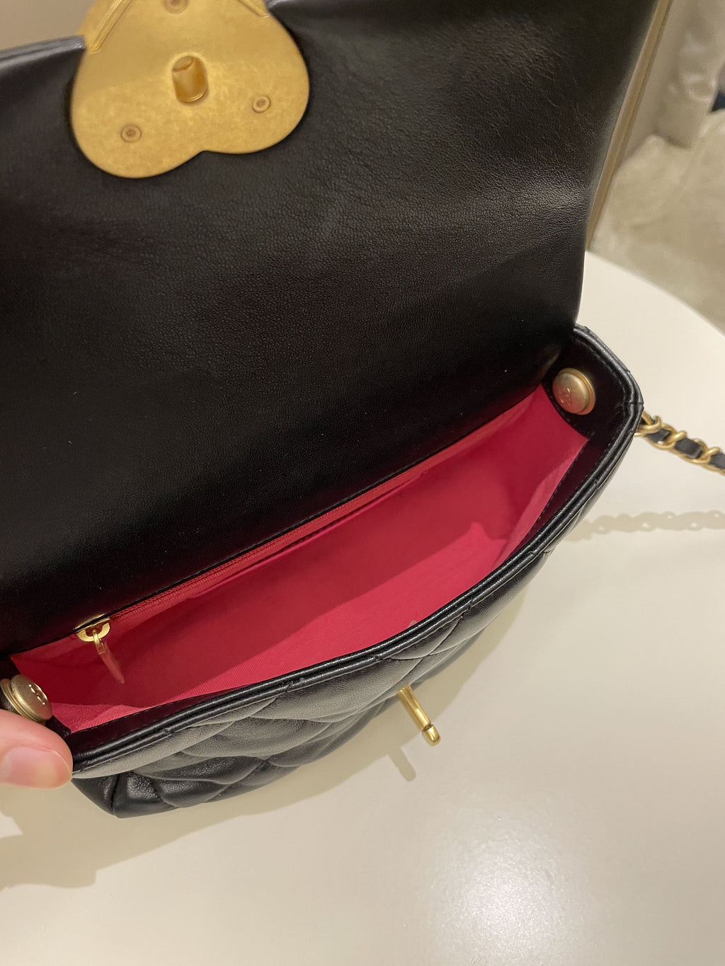 Chanel 23S Heart Flap Bag Black Lambskin