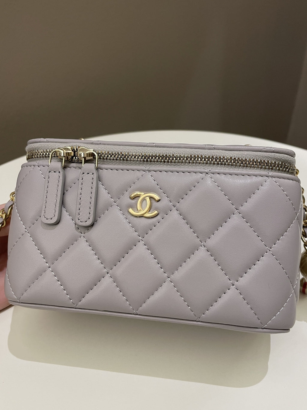 Chanel 22B Pearl Crush Vanity Rectangular Grey Lambskin